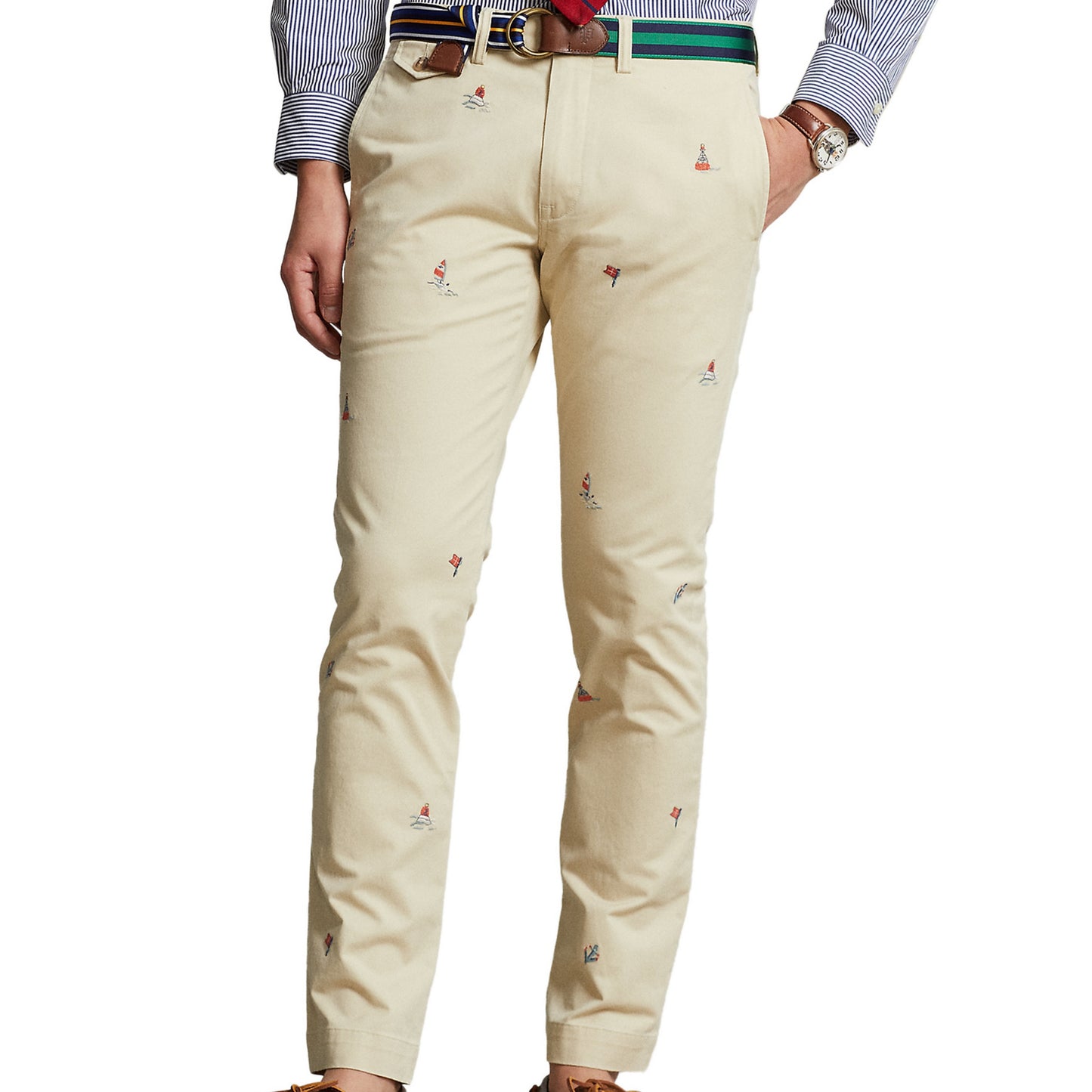 Polo Ralph Lauren Men's Cream Sailing/Nautical Embroidered Chino Pants
