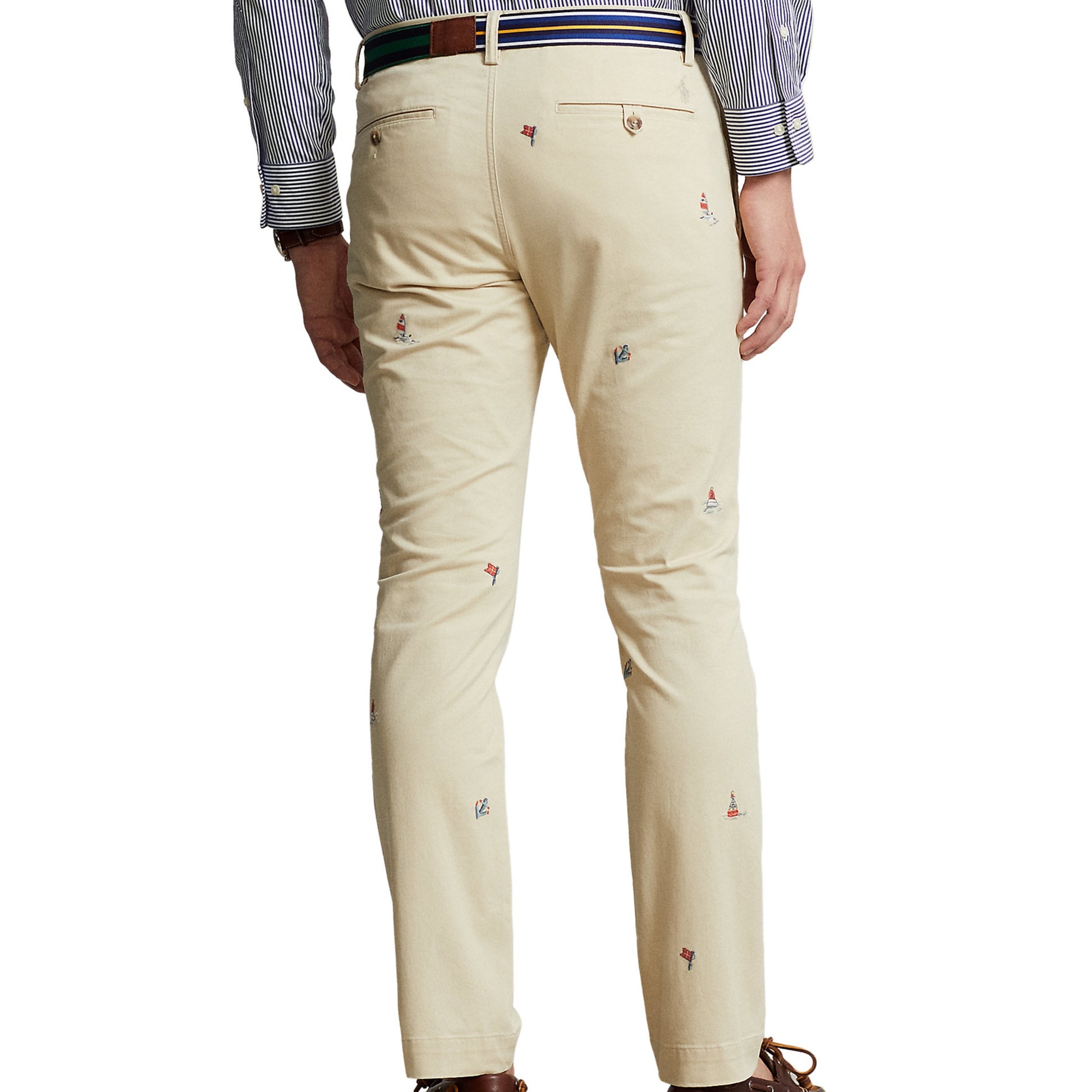 Polo Ralph Lauren Men's Cream Sailing/Nautical Embroidered Chino Pants