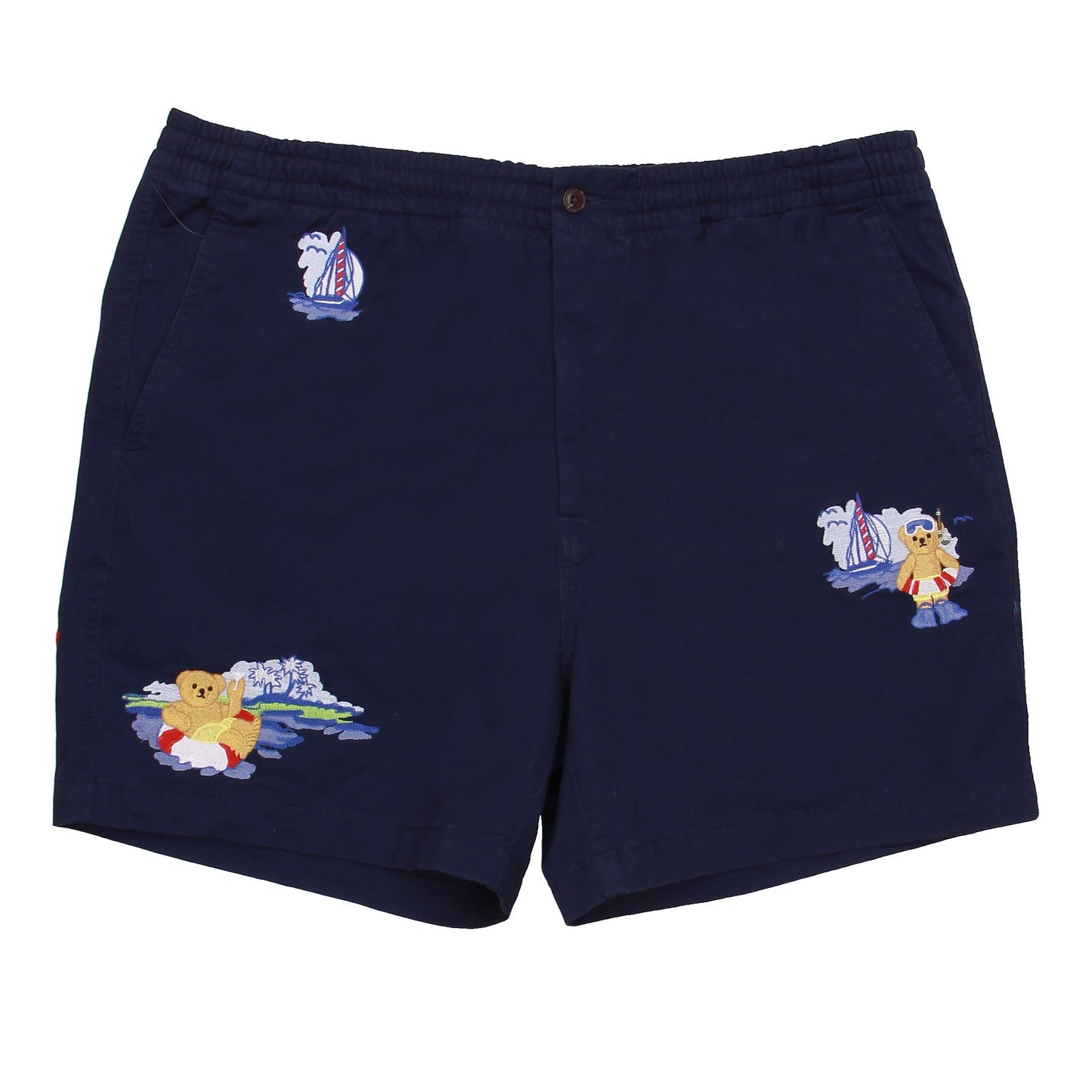 Polo Ralph Lauren Men's Navy Holiday Bear Flat Front Prepster Shorts