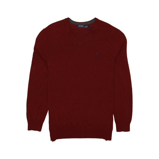 Polo Ralph Lauren Mens Wine Merino Wool V-Neck Sweater