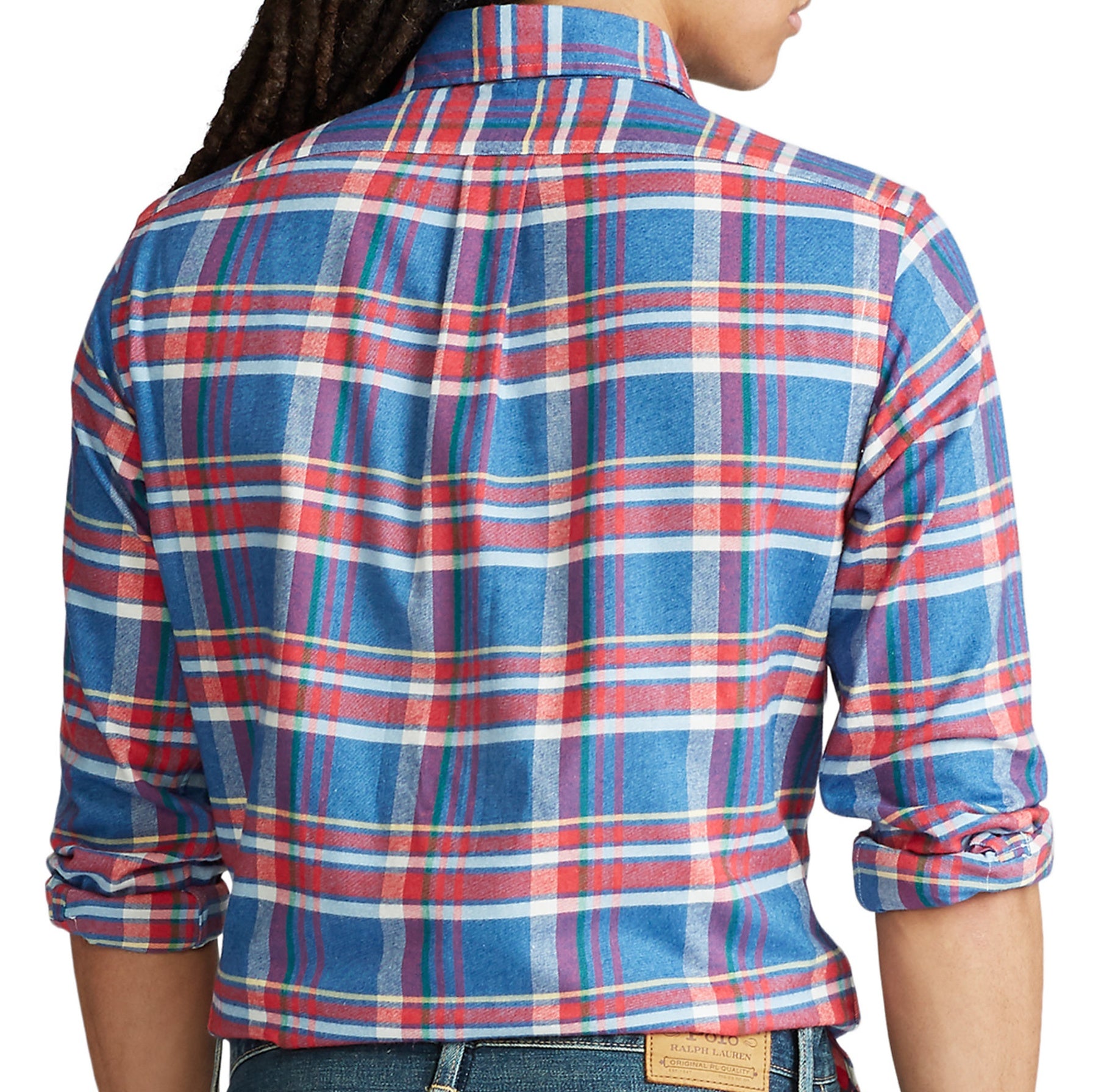POLO Ralph Lauren Mens Steel Blue/Red Plaid Classic Fit Button Down Shirt