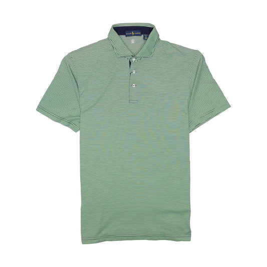 RLX Polo Golf Ralph Lauren Mens Green Striped Moisture Wicking Polo Shirt