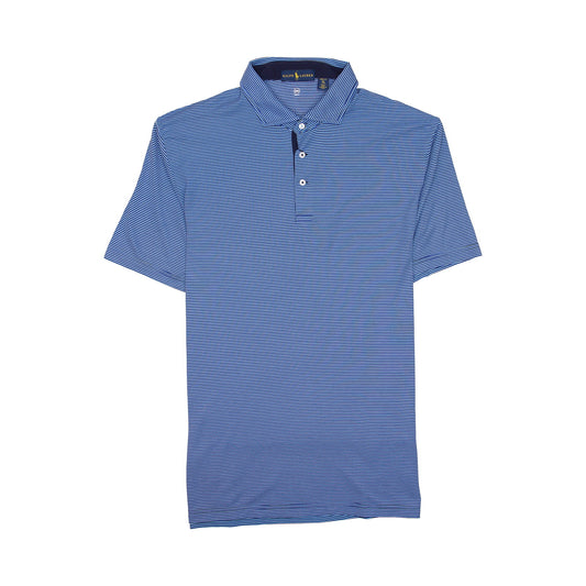 RLX Golf Ralph Lauren Mens Blues Moisture Wicking Striped Polo Shirt