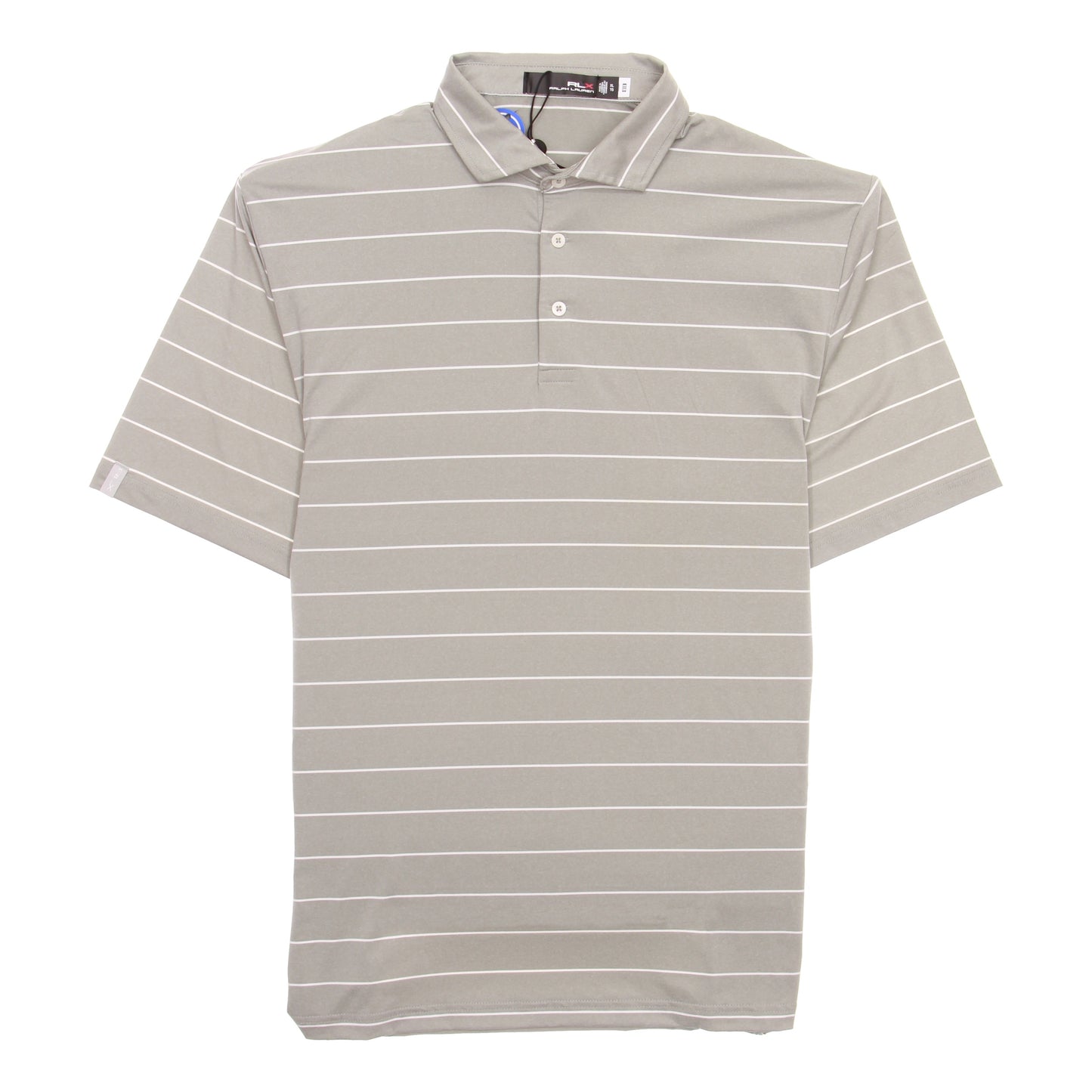 RLX Polo Golf Ralph Lauren Men's Gray Taupe Striped Polo Shirt