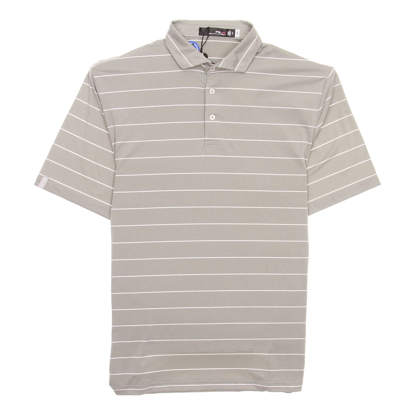 RLX Polo Golf Ralph Lauren Men's Gray Taupe Striped Polo Shirt