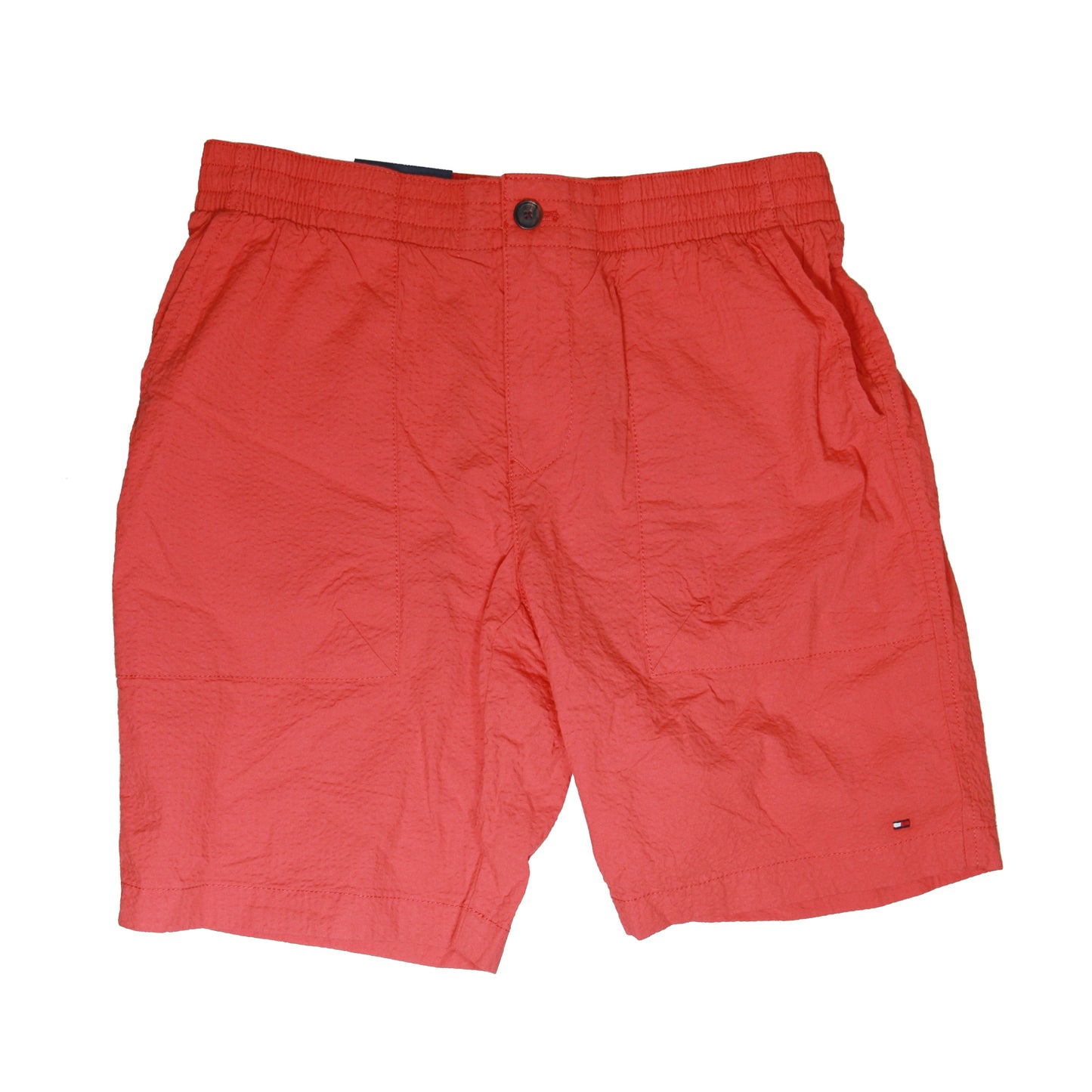 Tommy Hilfiger Mens Blood Orange Seersucker TH Flex 9" Flat Front Shorts