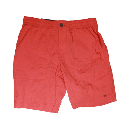 Tommy Hilfiger Mens Blood Orange Seersucker TH Flex 9" Flat Front Shorts
