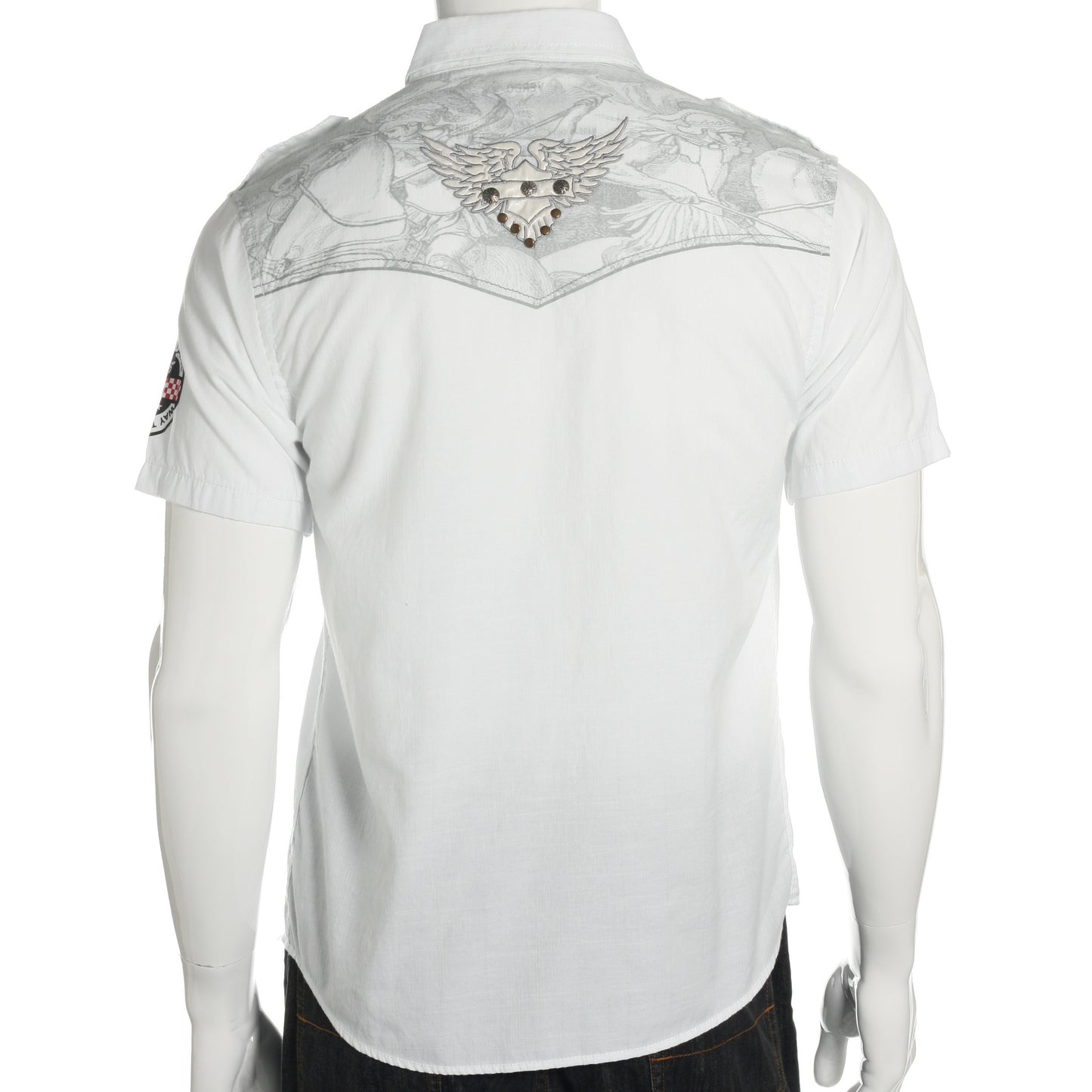 Verdo Mens White Short Sleeve Down Military Button Up Shirt