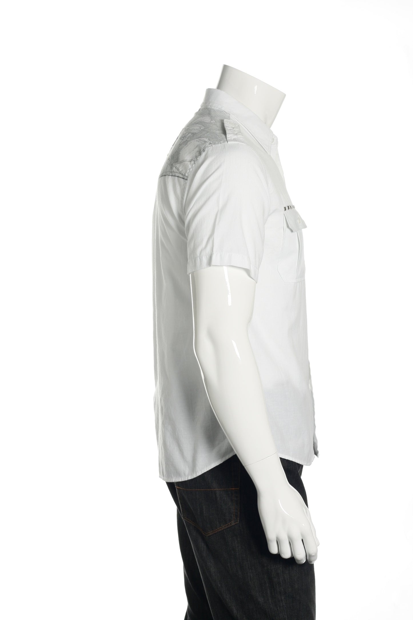 Verdo Mens White Short Sleeve Down Military Button Up Shirt