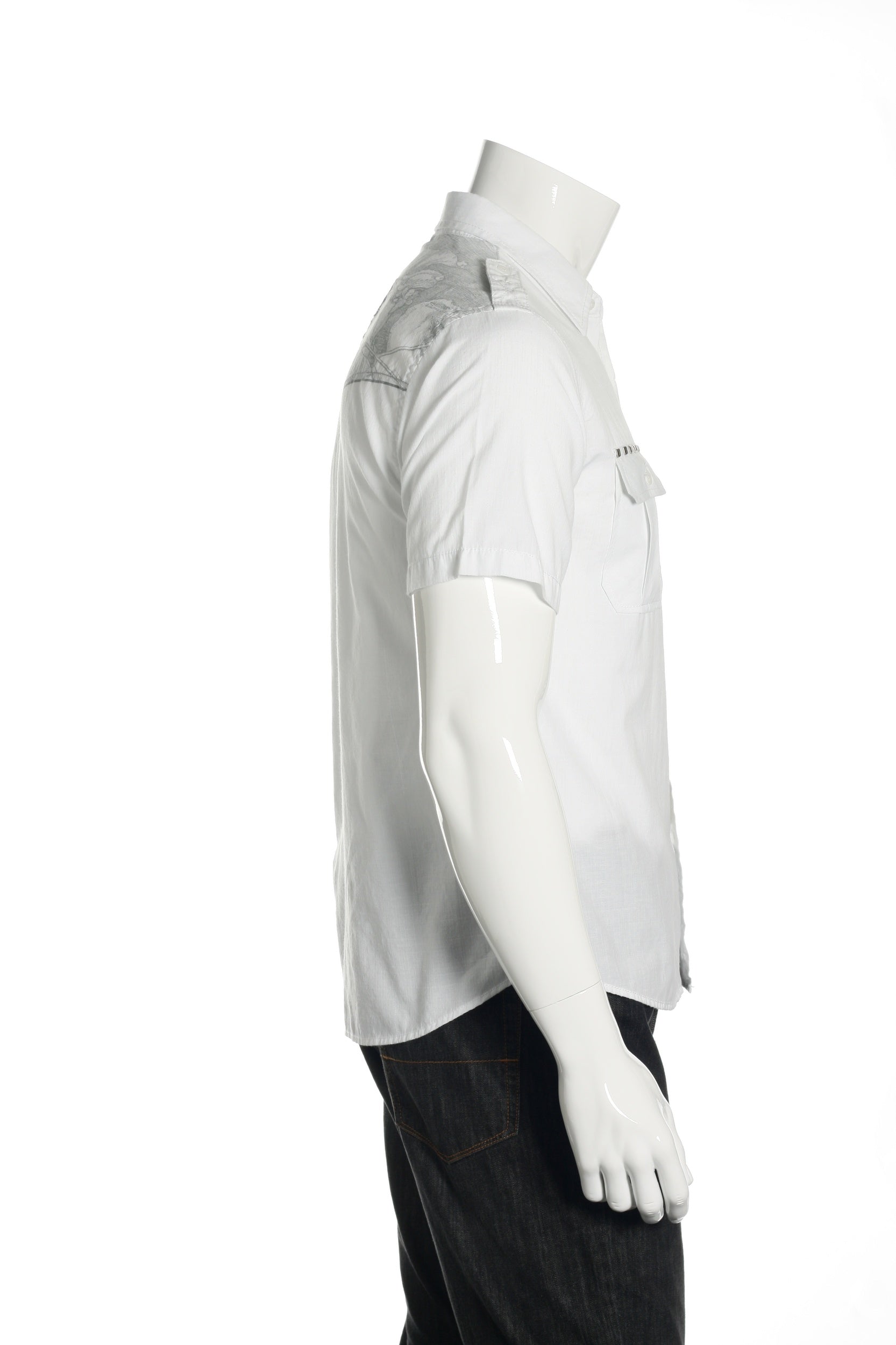 Verdo Mens White Short Sleeve Down Military Button Up Shirt