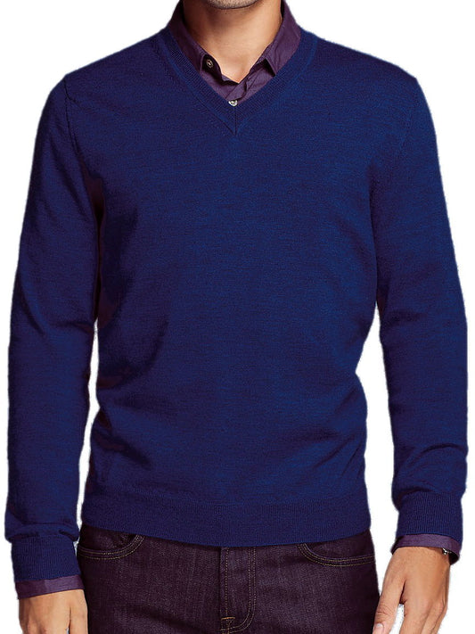 Baruffa Mens Blue Heather V-Neck Sweater