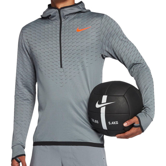 Nike Men's Gray Lightweight Dri-Fit Training Top Half-Zip Hoodie