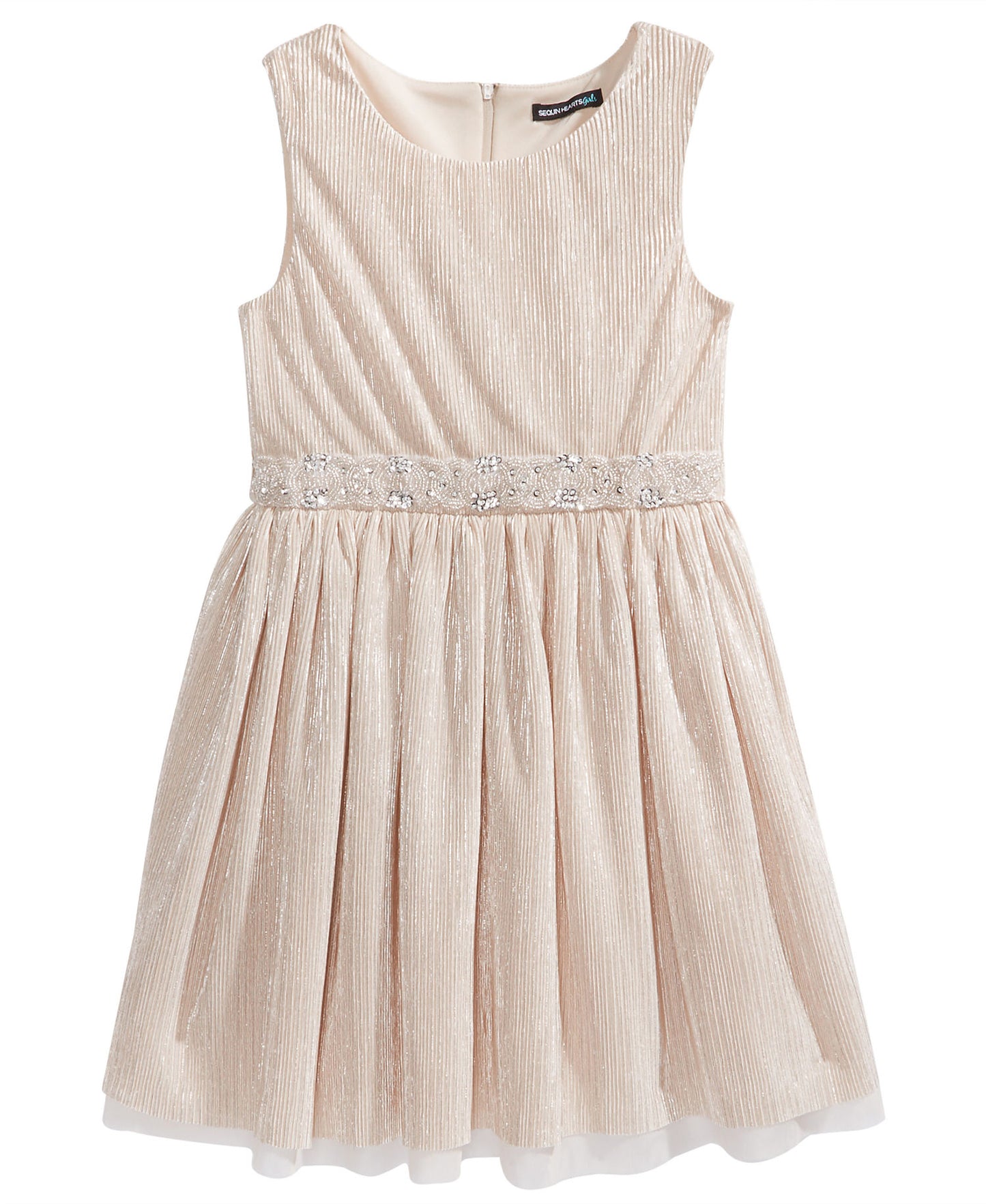 Sequin Hearts 'Rose Gold' Girls Embellished-waist Party Dress
