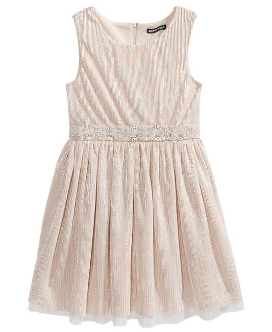Sequin Hearts 'Rose Gold' Girls Embellished-waist Party Dress