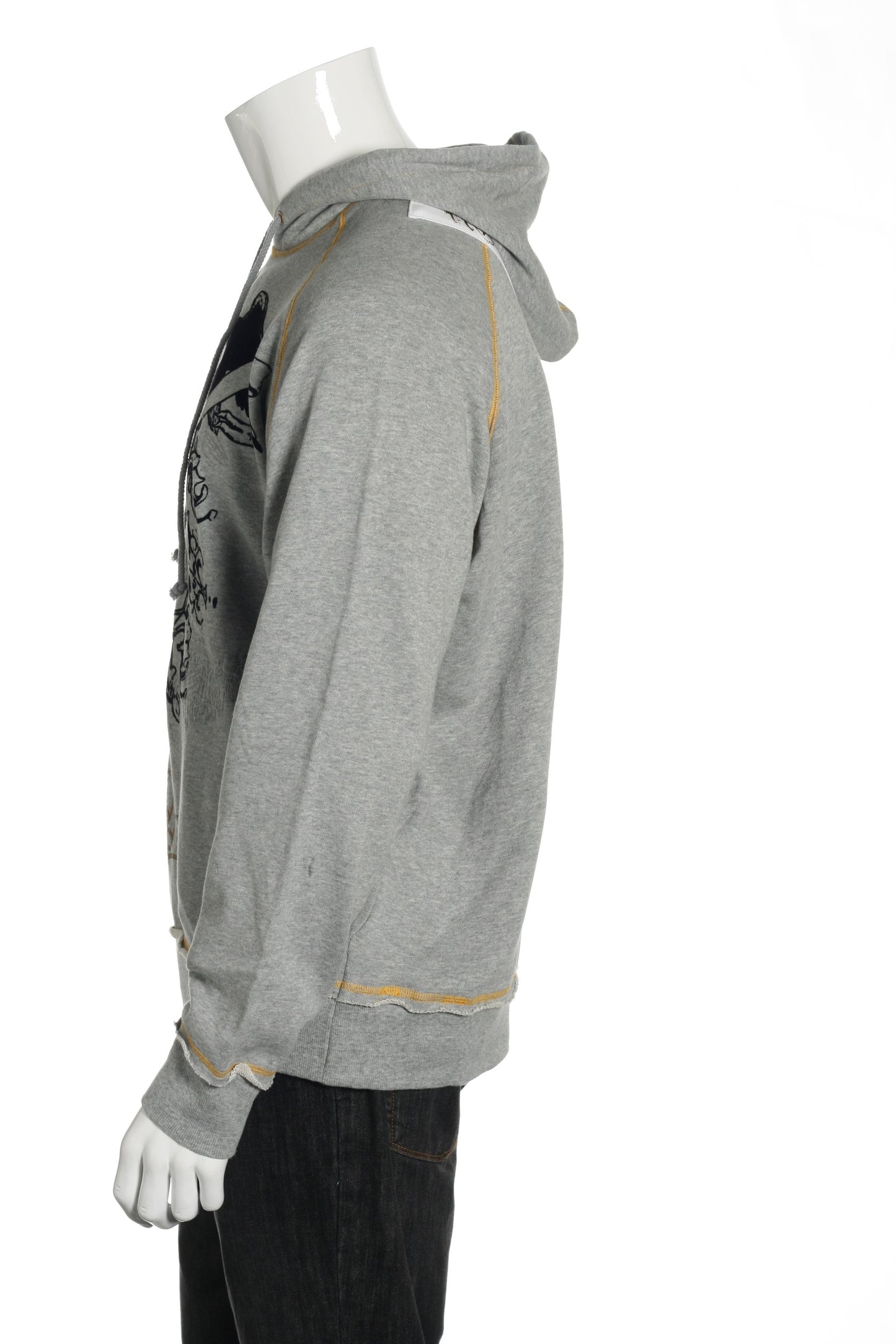 ONOVO Royaluxe Men's Light Gray Skull & Eagle Graphic Hoodie