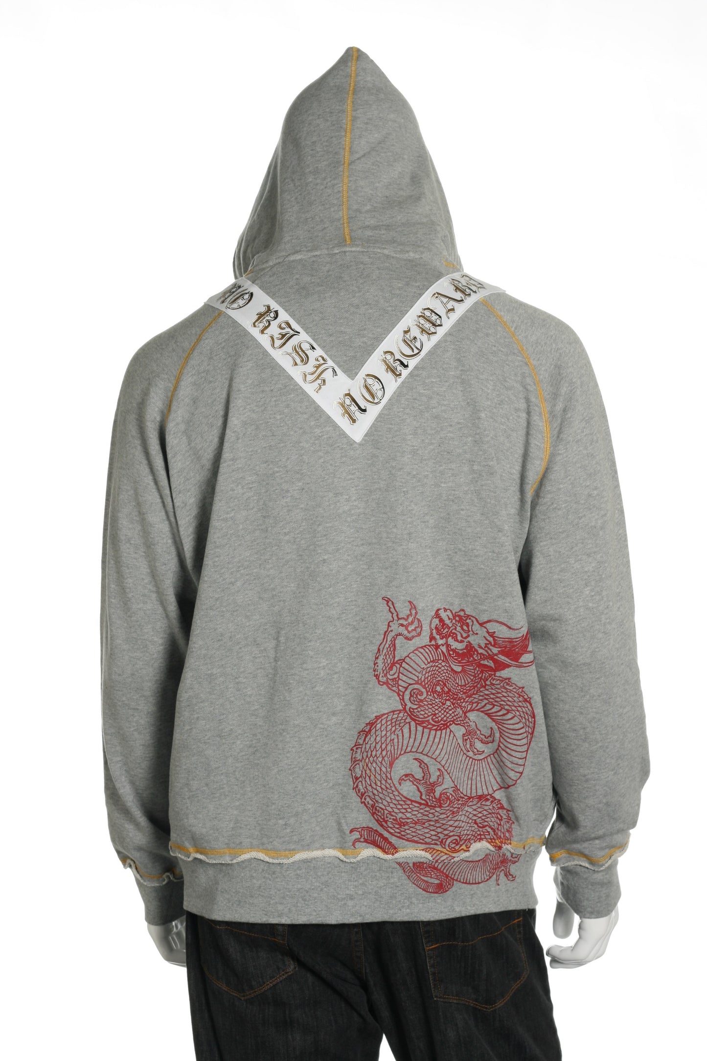 ONOVO Royaluxe Men's Light Gray Skull & Eagle Graphic Hoodie