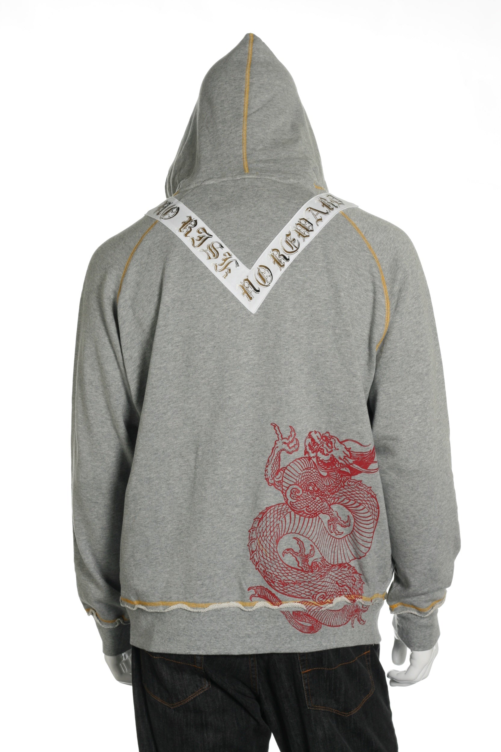 ONOVO Royaluxe Men's Light Gray Skull & Eagle Graphic Hoodie