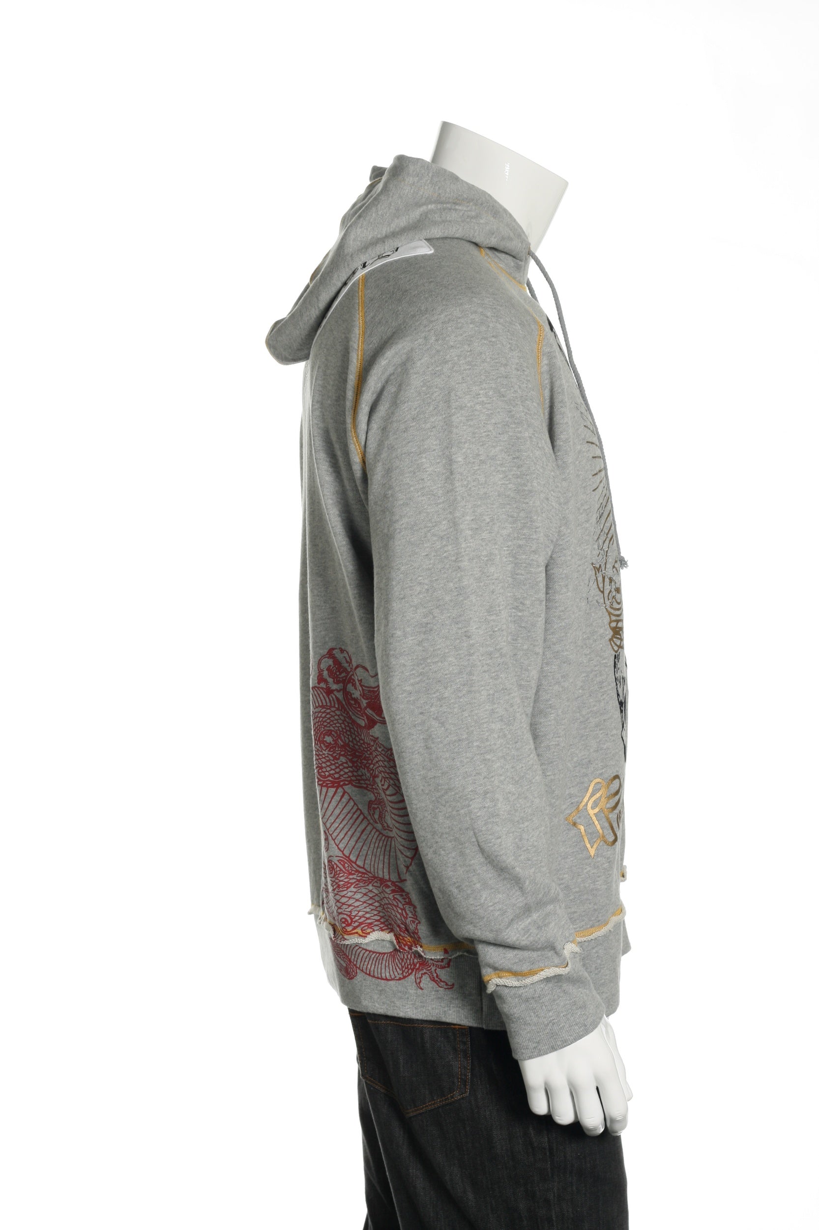 ONOVO Royaluxe Men's Light Gray Skull & Eagle Graphic Hoodie
