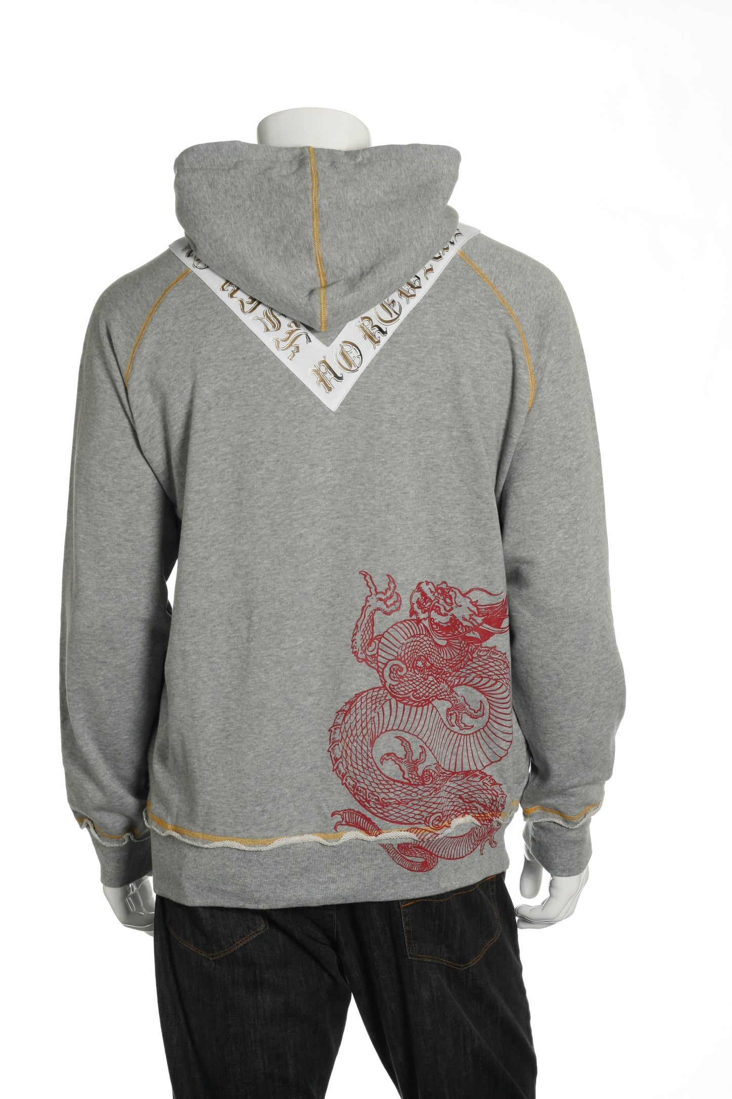 ONOVO Royaluxe Men's Light Gray Skull & Eagle Graphic Hoodie