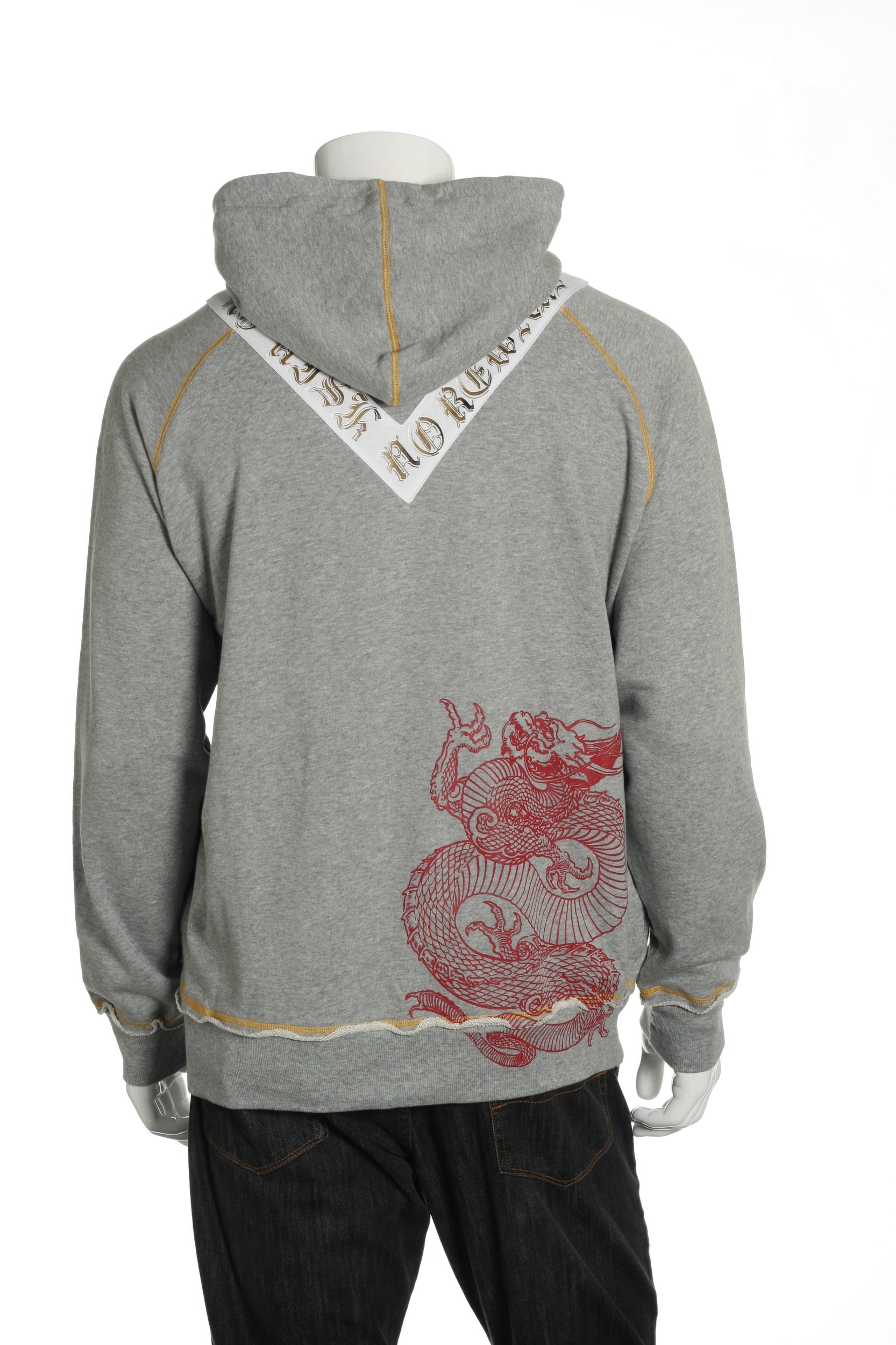 ONOVO Royaluxe Men's Light Gray Skull & Eagle Graphic Hoodie