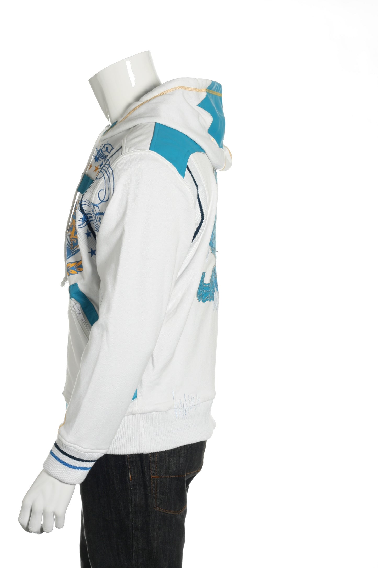 ONOVO Royaluxe Mens White Reversible Graphic Full Zip Hoodie