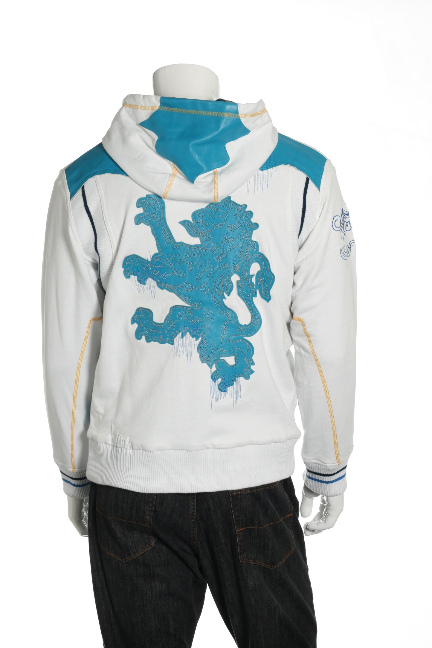 ONOVO Royaluxe Mens White Reversible Graphic Full Zip Hoodie