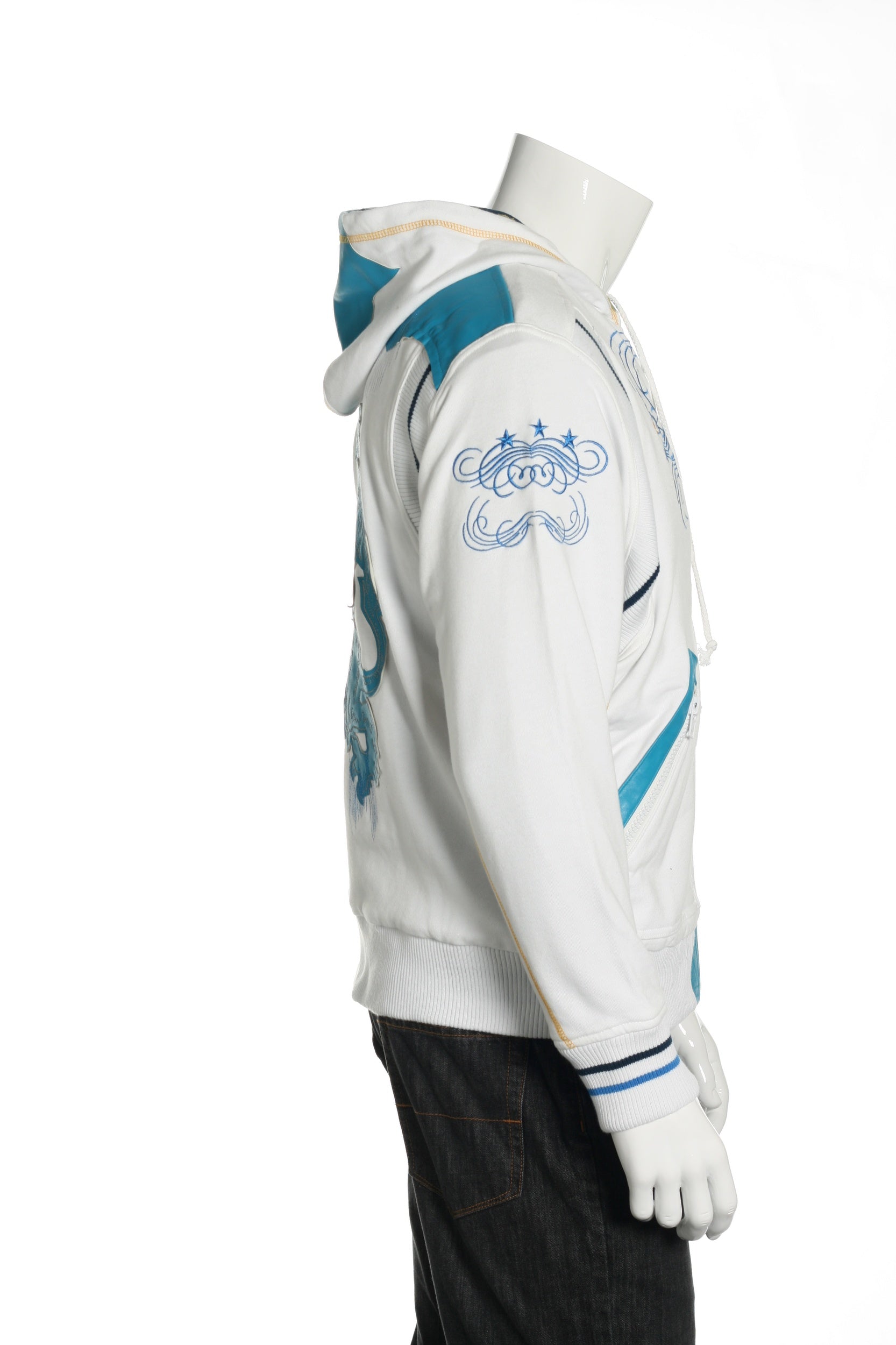 ONOVO Royaluxe Mens White Reversible Graphic Full Zip Hoodie