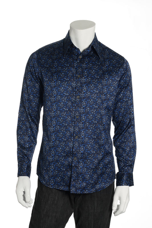 Saltaire Mens Blue Floral Button Down Shirt
