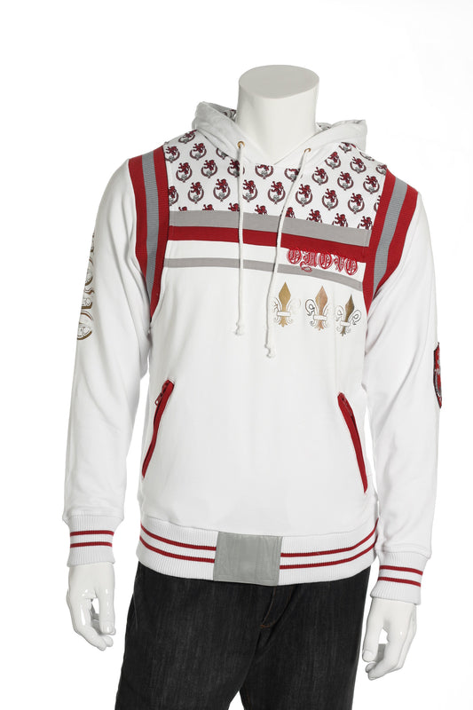 ONOVO Royaluxe Mens White Graphic Cotton Hoodie
