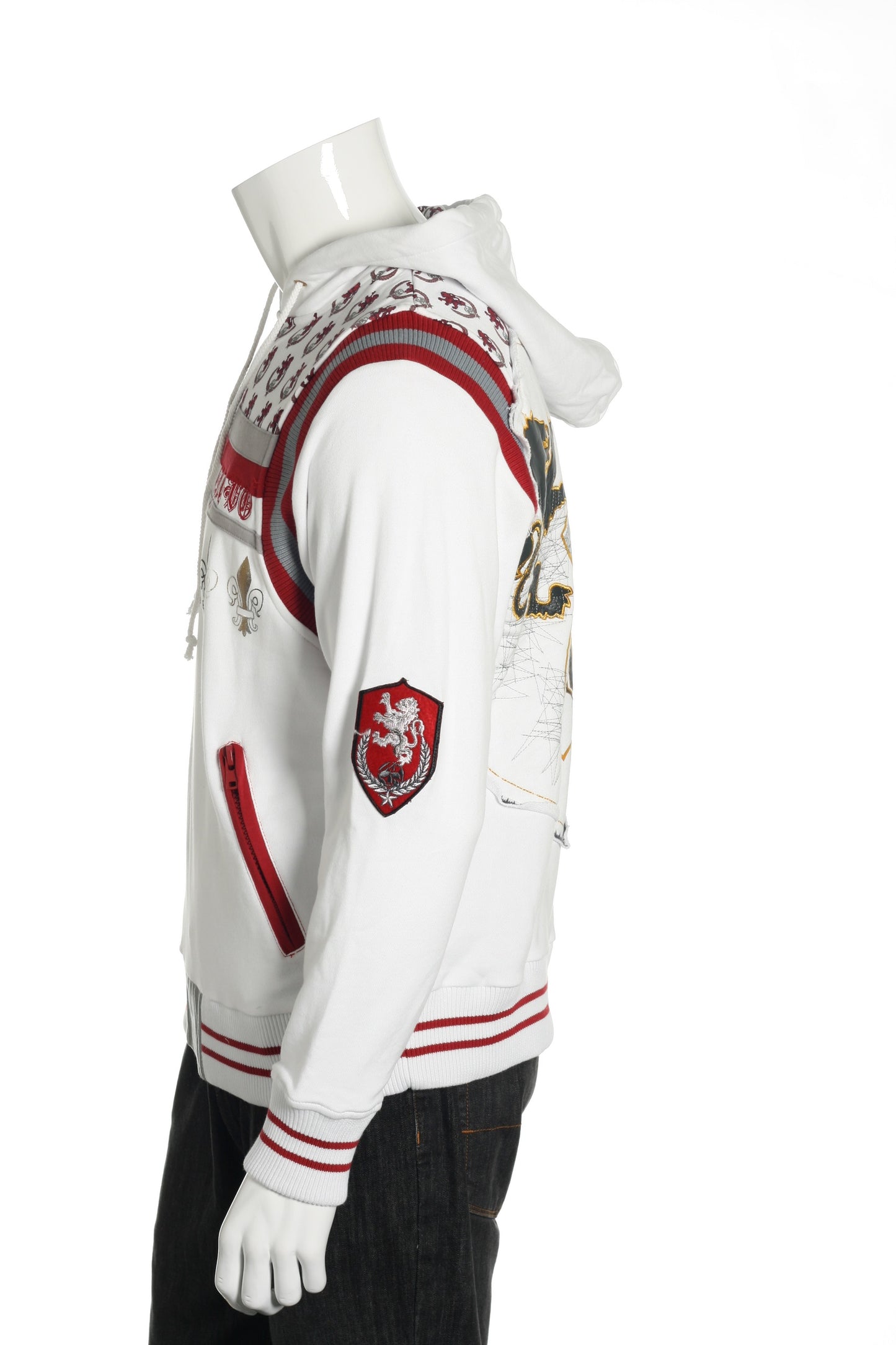 ONOVO Royaluxe Mens White Graphic Cotton Hoodie
