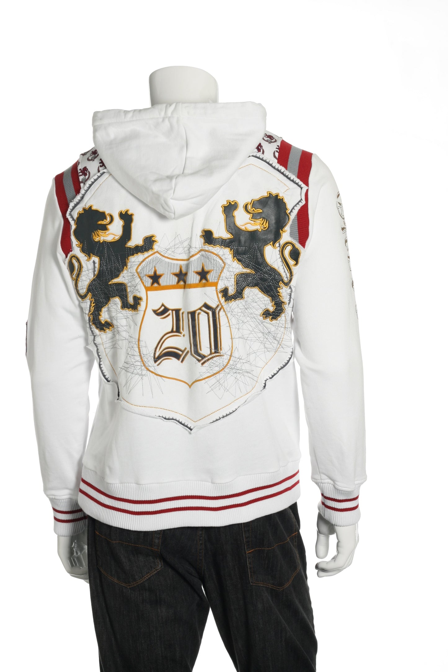 ONOVO Royaluxe Mens White Graphic Cotton Hoodie