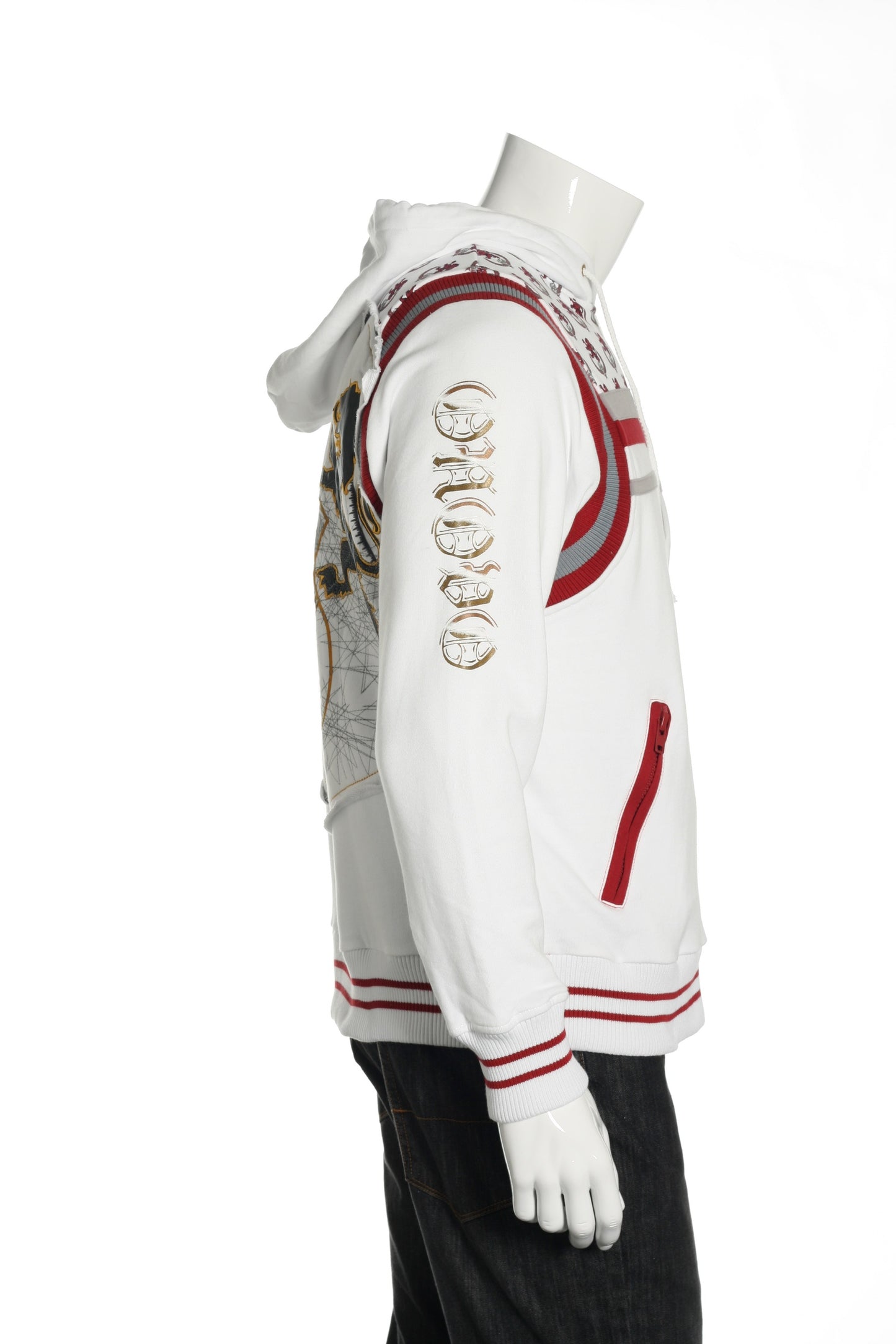 ONOVO Royaluxe Mens White Graphic Cotton Hoodie