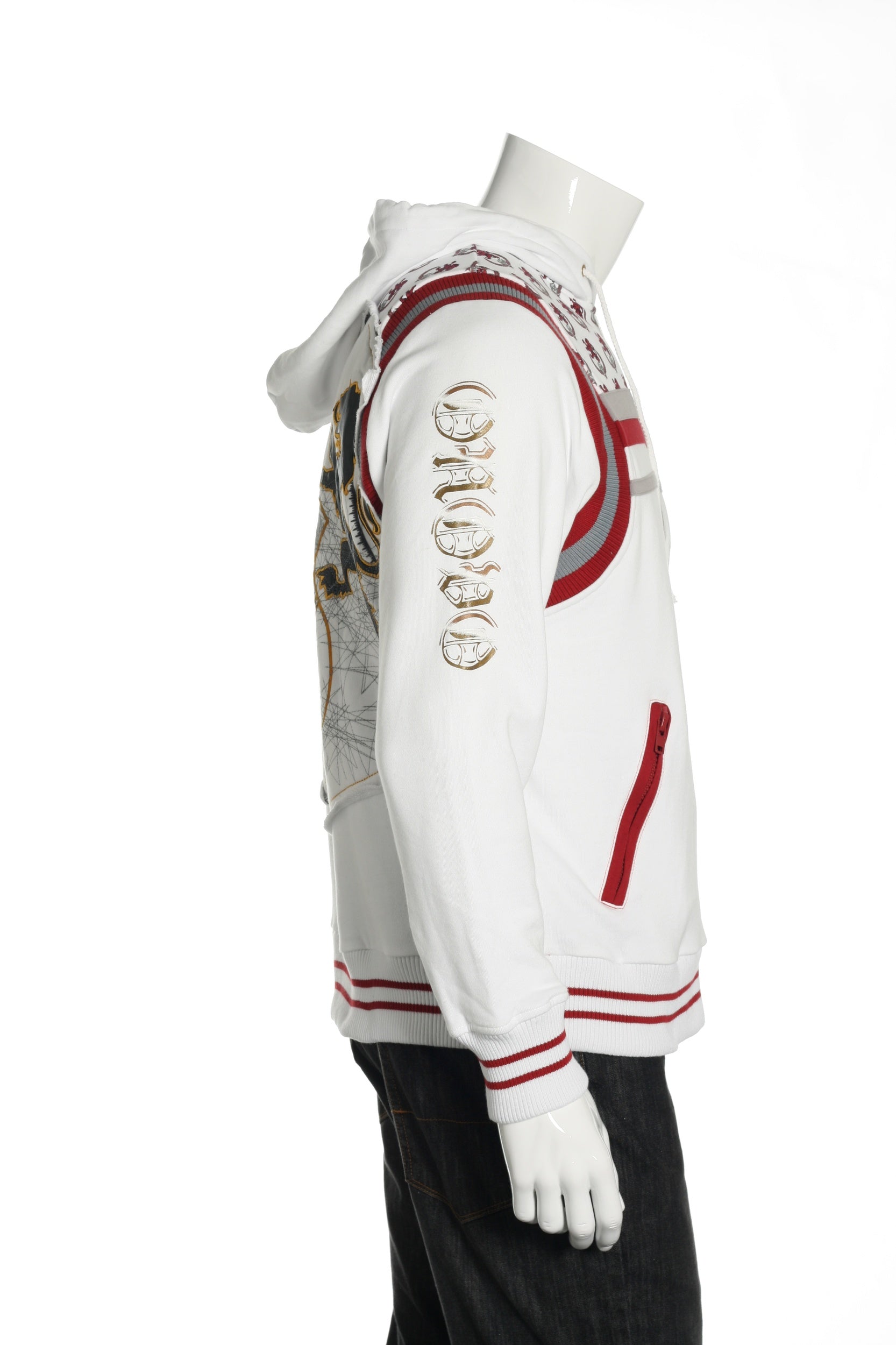 ONOVO Royaluxe Mens White Graphic Cotton Hoodie