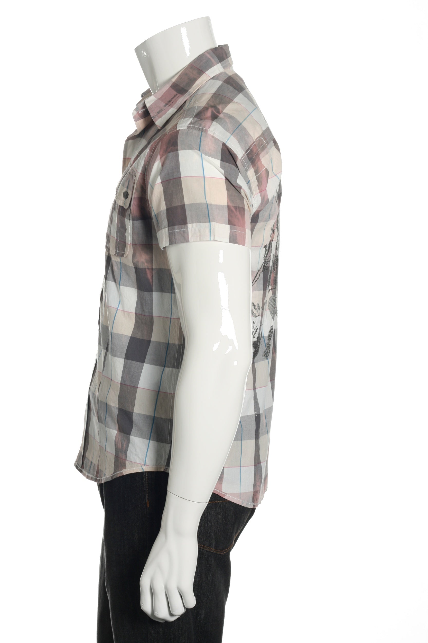 Quiet Royalty Mens Gray Plaid Button Down Shirt