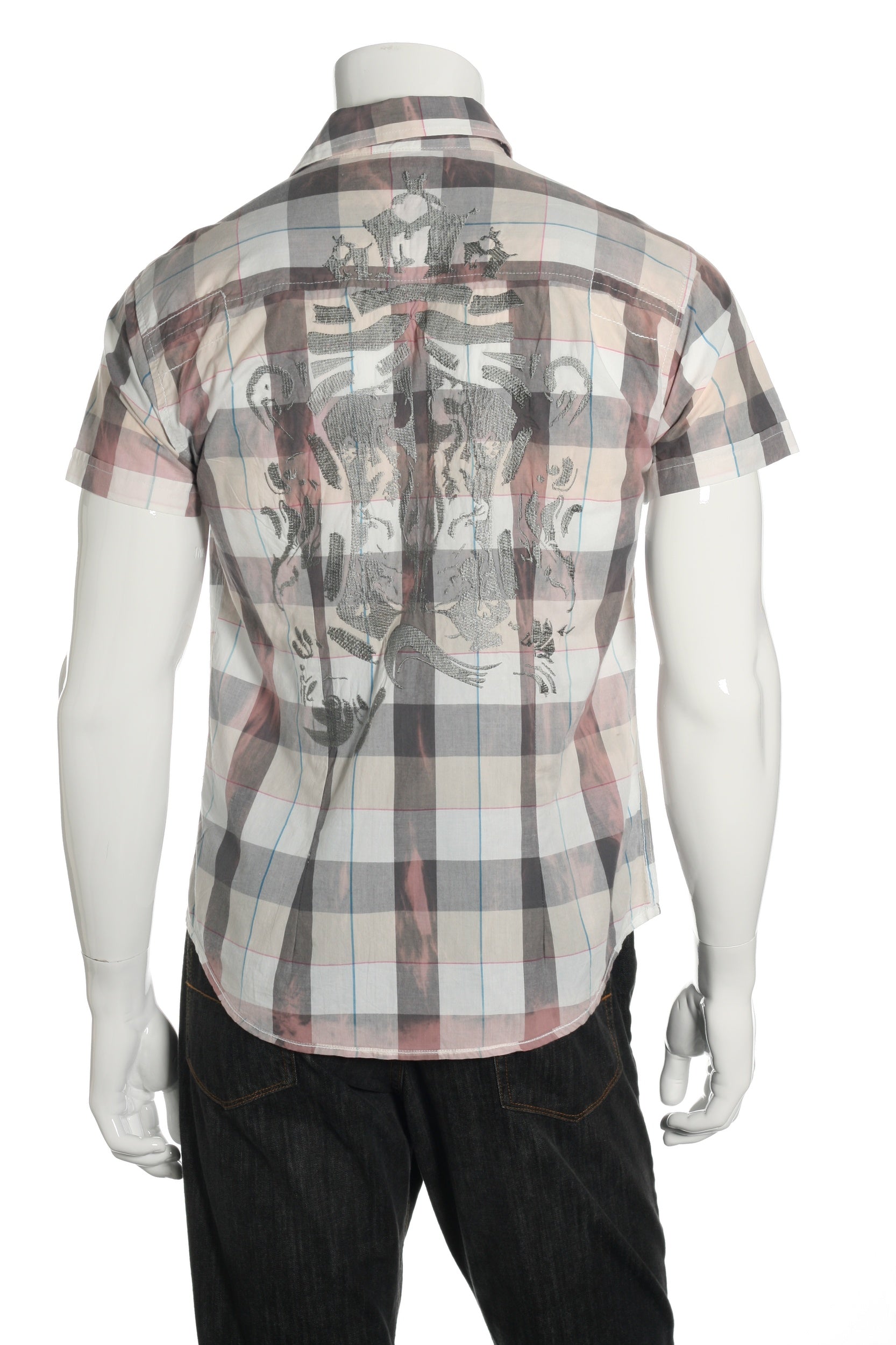 Quiet Royalty Mens Gray Plaid Button Down Shirt