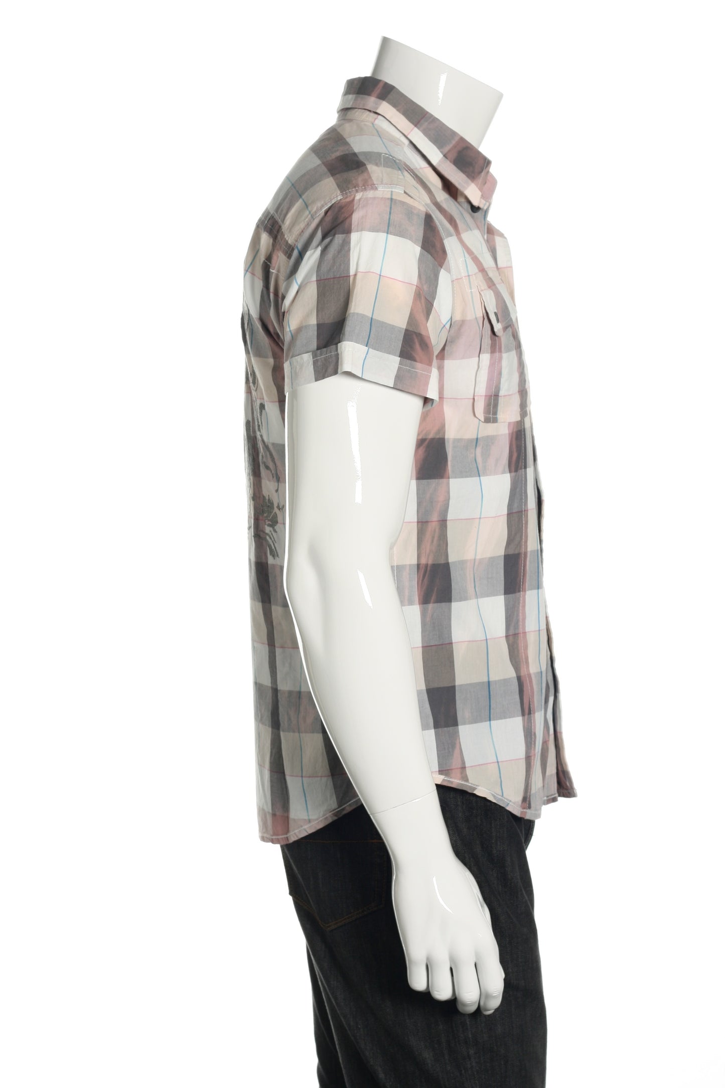 Quiet Royalty Mens Gray Plaid Button Down Shirt