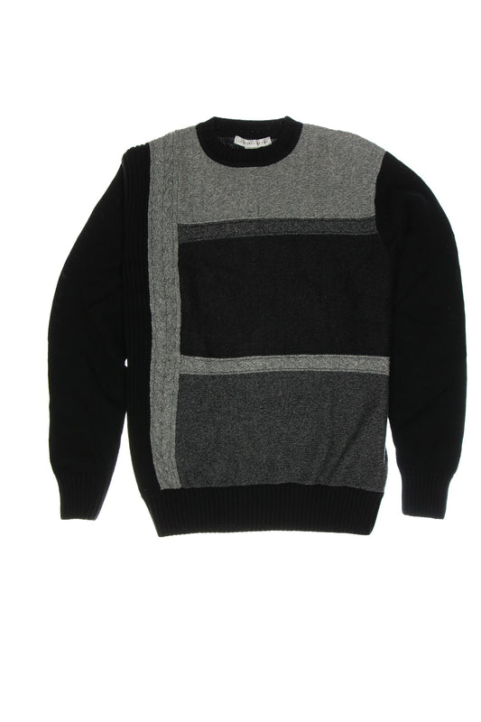 Geoffrey Beene Men's Black Color Block Crew Neck Sweater