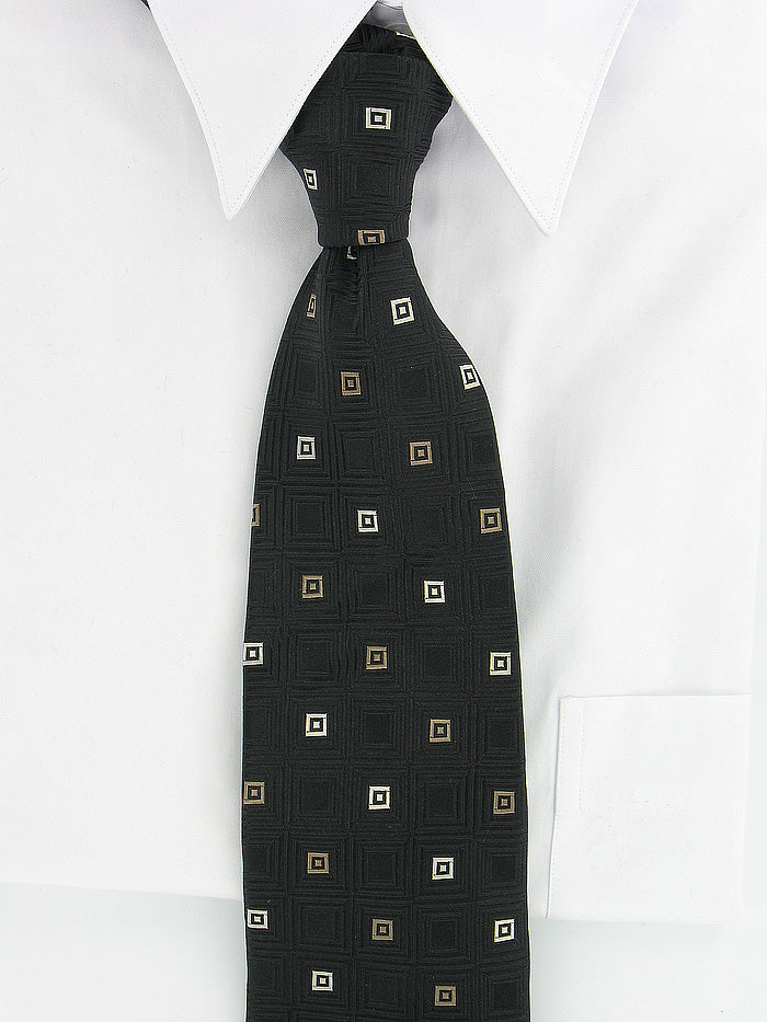 Michael Kors Black Brown and Silver Squares Tie