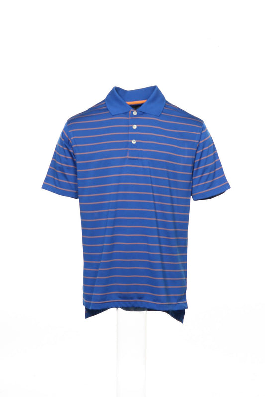 Adidas Men's Blue/Orange Striped Golf ClimaCool Polo Shirt