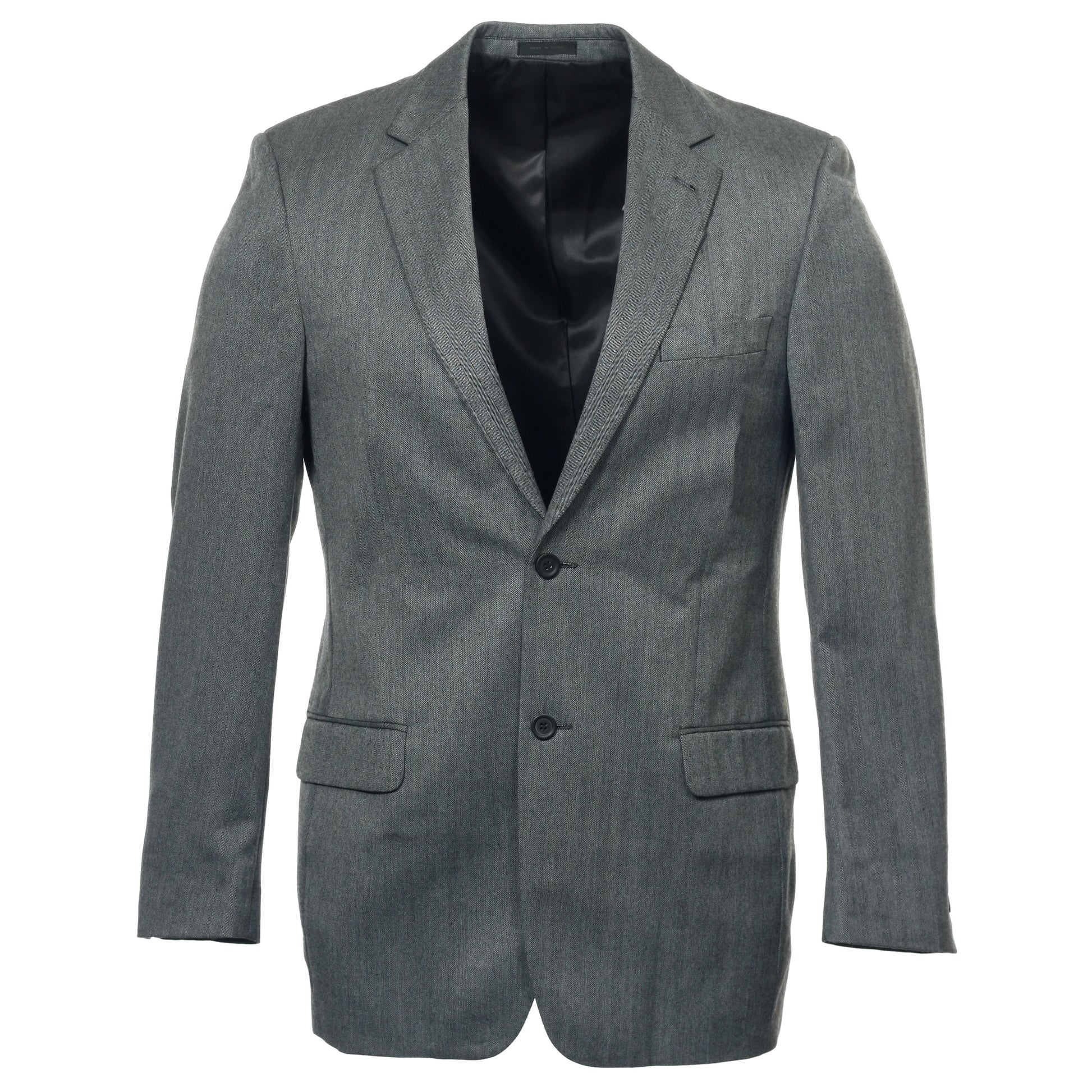 Andrew Fezza Mens Gray Herringbone Blazer 2 Button Sport Coat Jacket