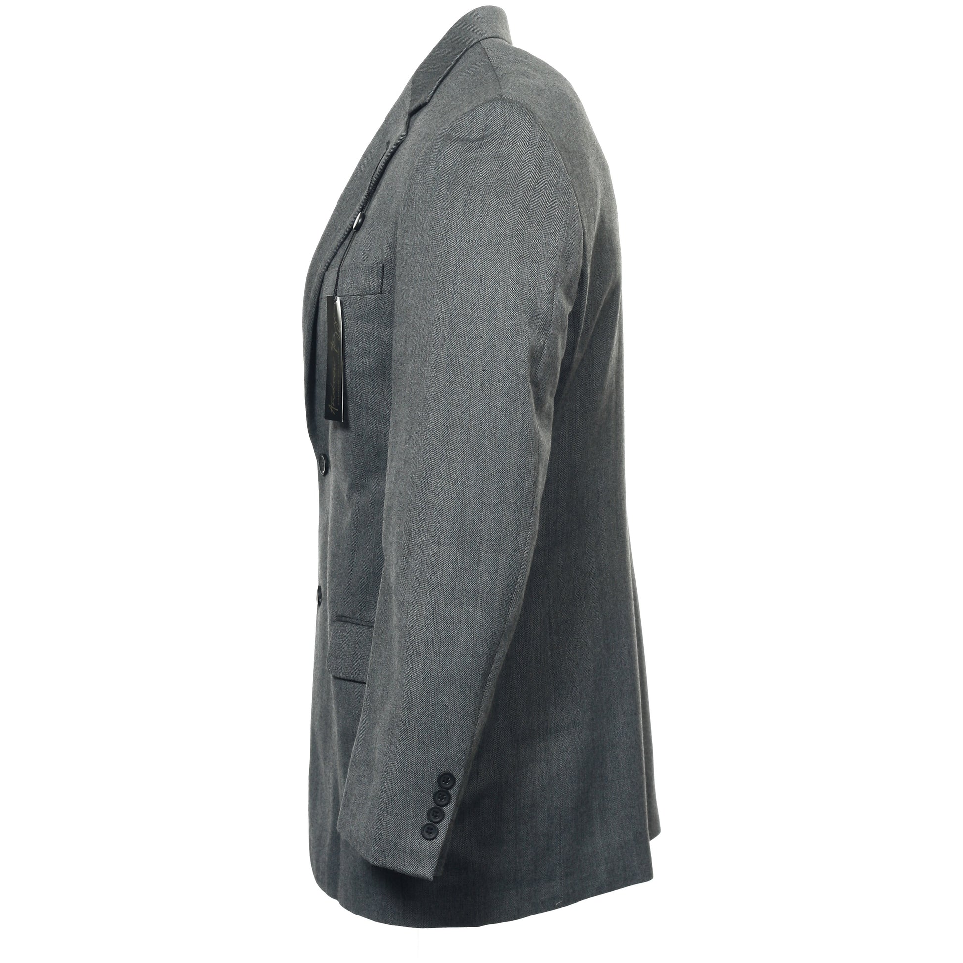 Andrew Fezza Mens Gray Herringbone Blazer 2 Button Sport Coat Jacket