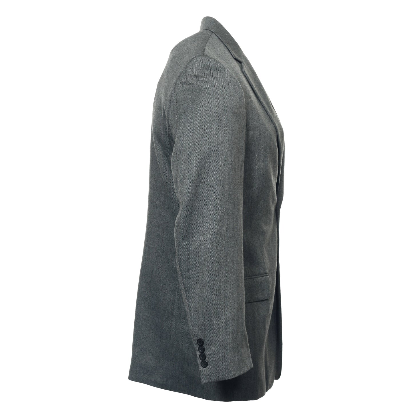 Andrew Fezza Mens Gray Herringbone Blazer 2 Button Sport Coat Jacket