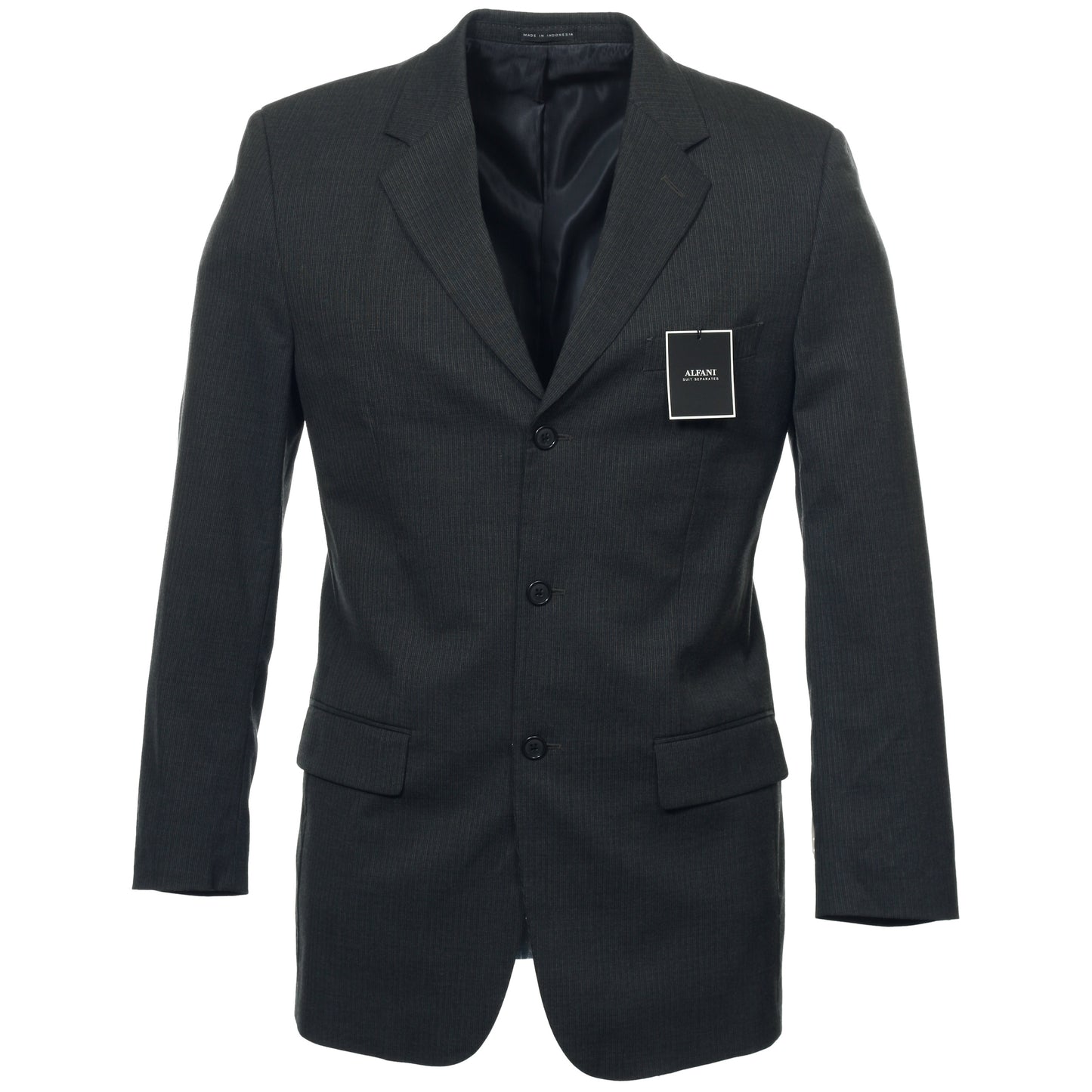 Alfani Mens Charcoal Pinstripe 3 Button Sport Coat Jacket Suit Separate