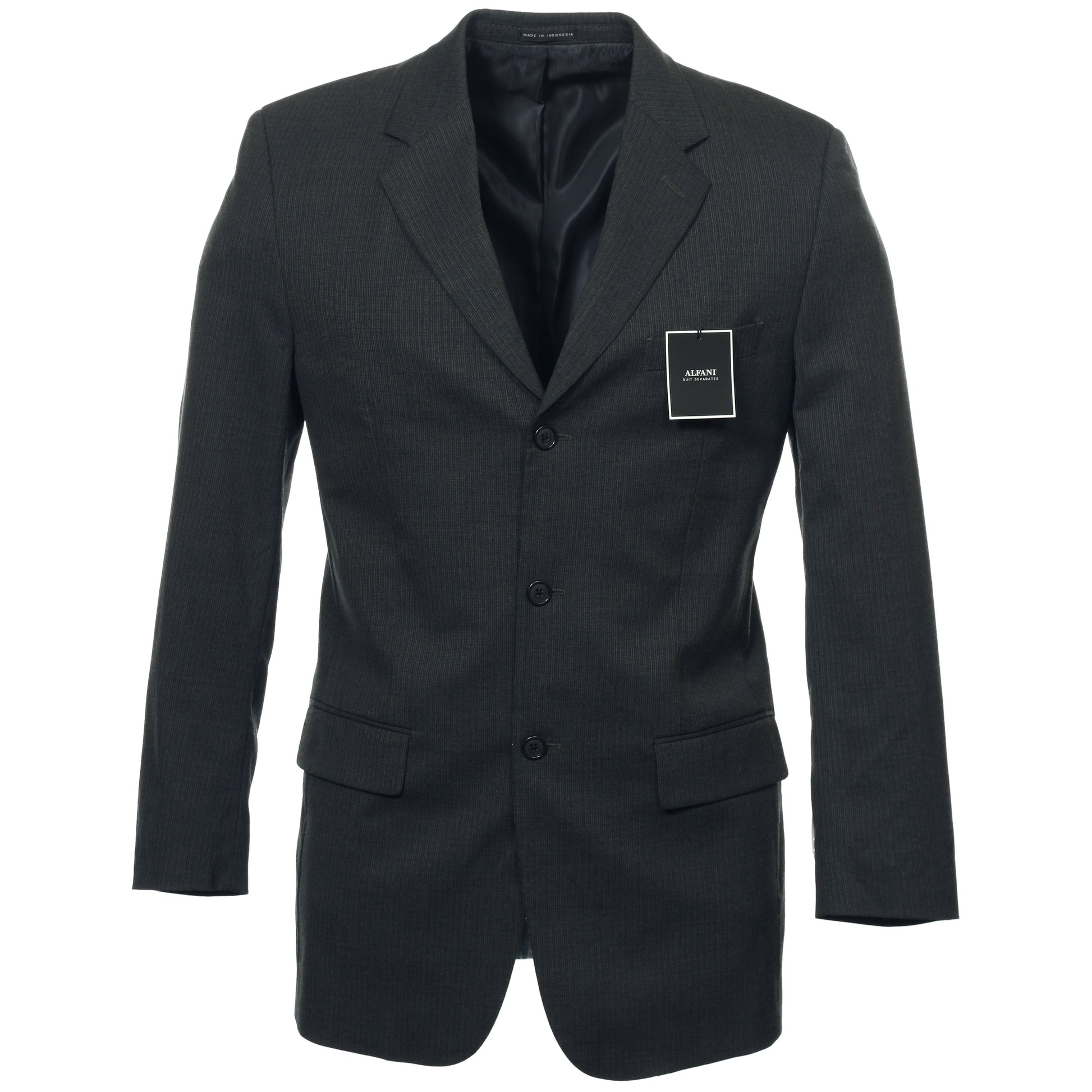 Alfani Mens Charcoal Pinstripe 3 Button Sport Coat Jacket Suit Separate