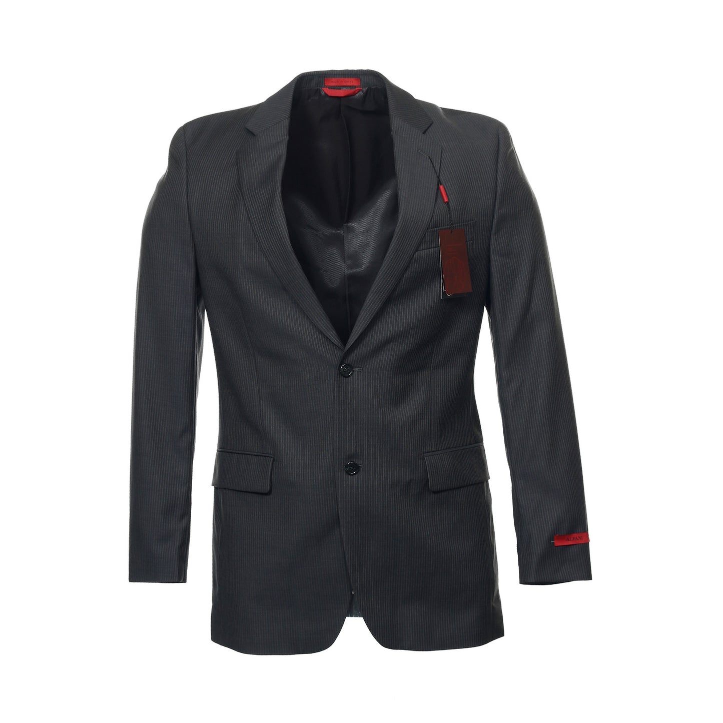 Alfani Red Mens Pinstripe 2 Button Wool Sport Coat Suit Jacket (40L, Charcoal)