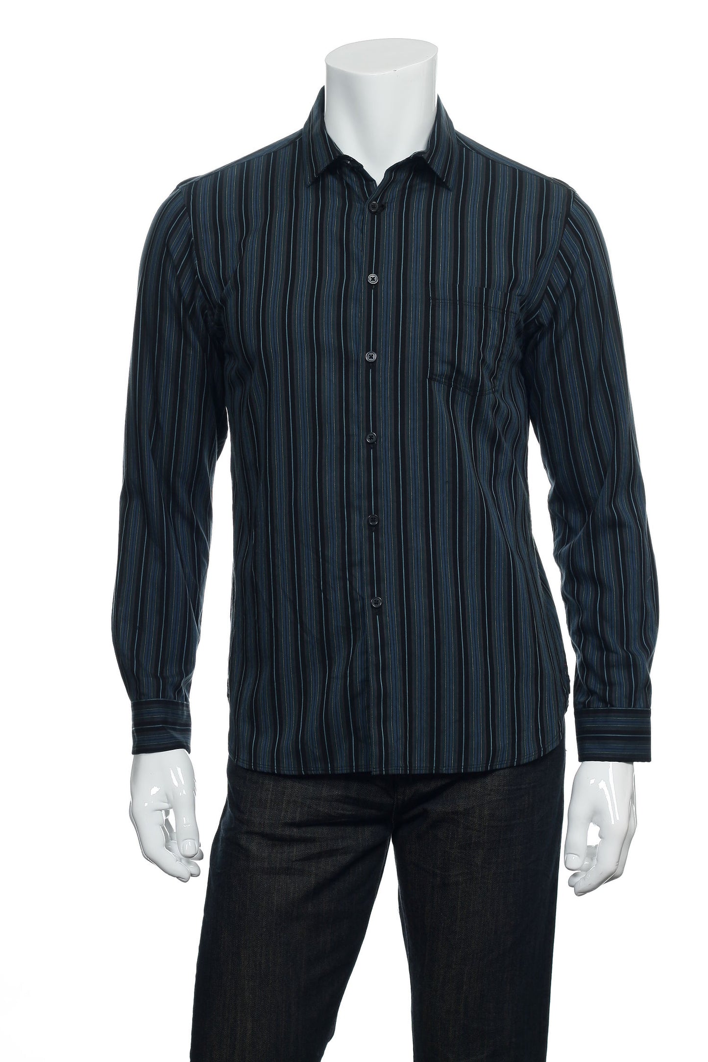 Alfani Red Men's Blue Horizontal Striped Button Down Shirt