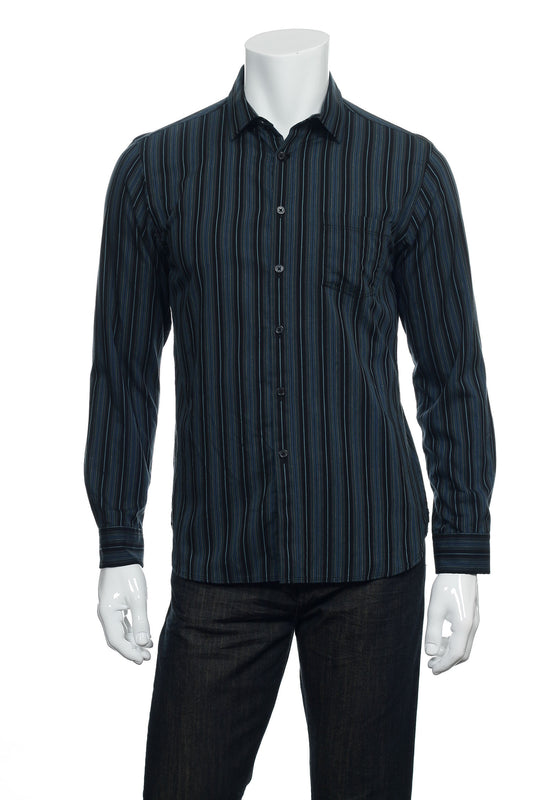 Alfani Red Men's Blue Horizontal Striped Button Down Shirt