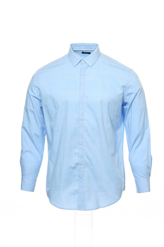 Alfani Men's Light Blue Window Pane Button Down Shirt