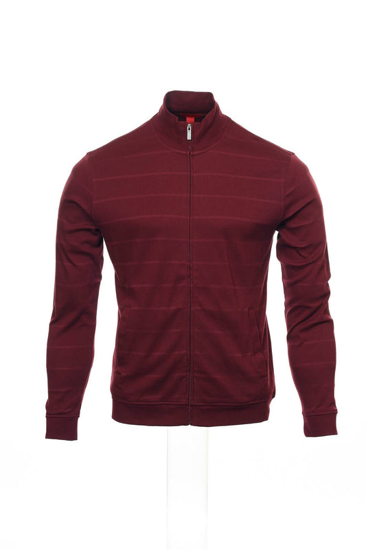 Alfani Red Men's Burgundy Wide Striped Full Zip Sweatshirt