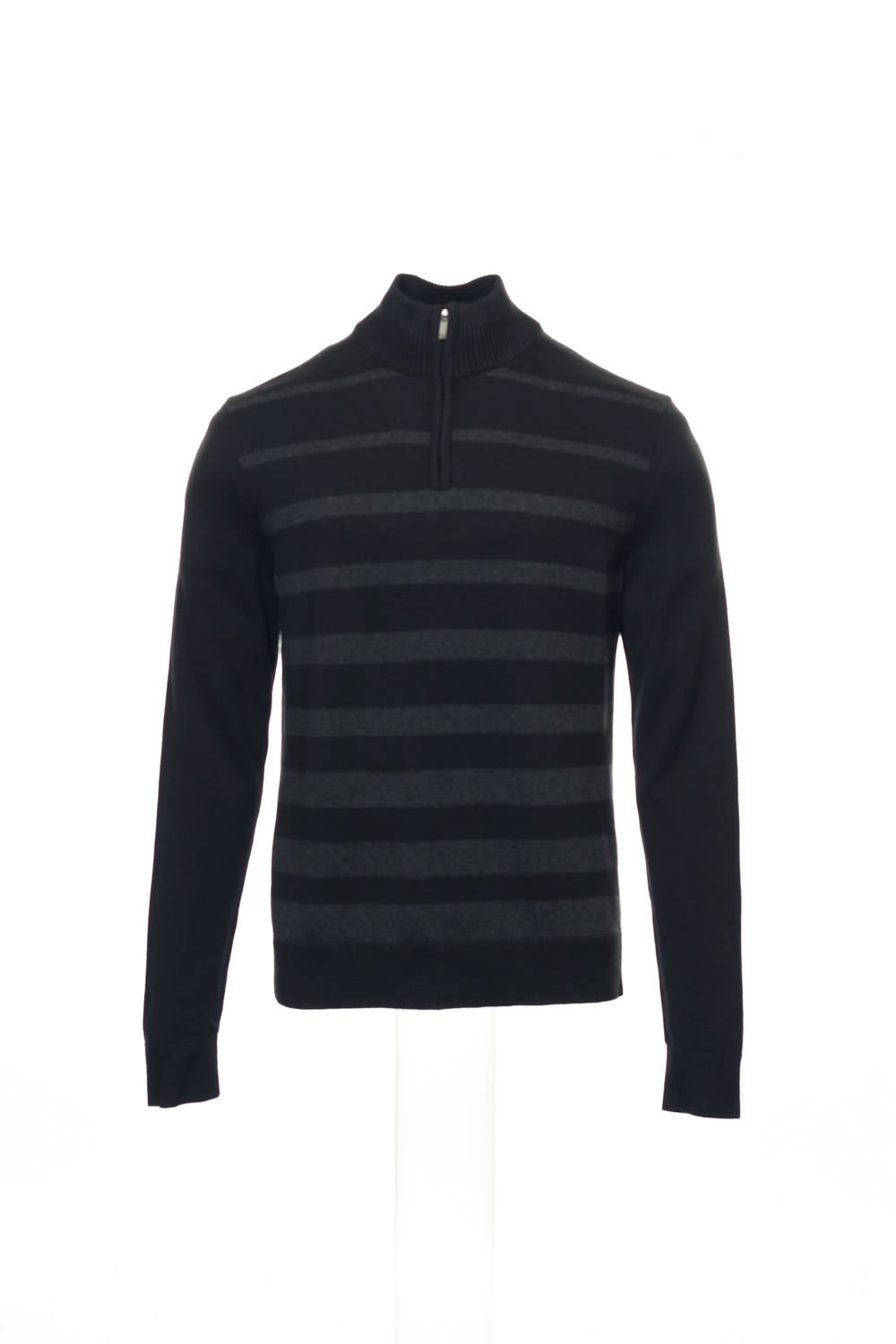 Alfani Men's Black Striped Half Zip Sweater
